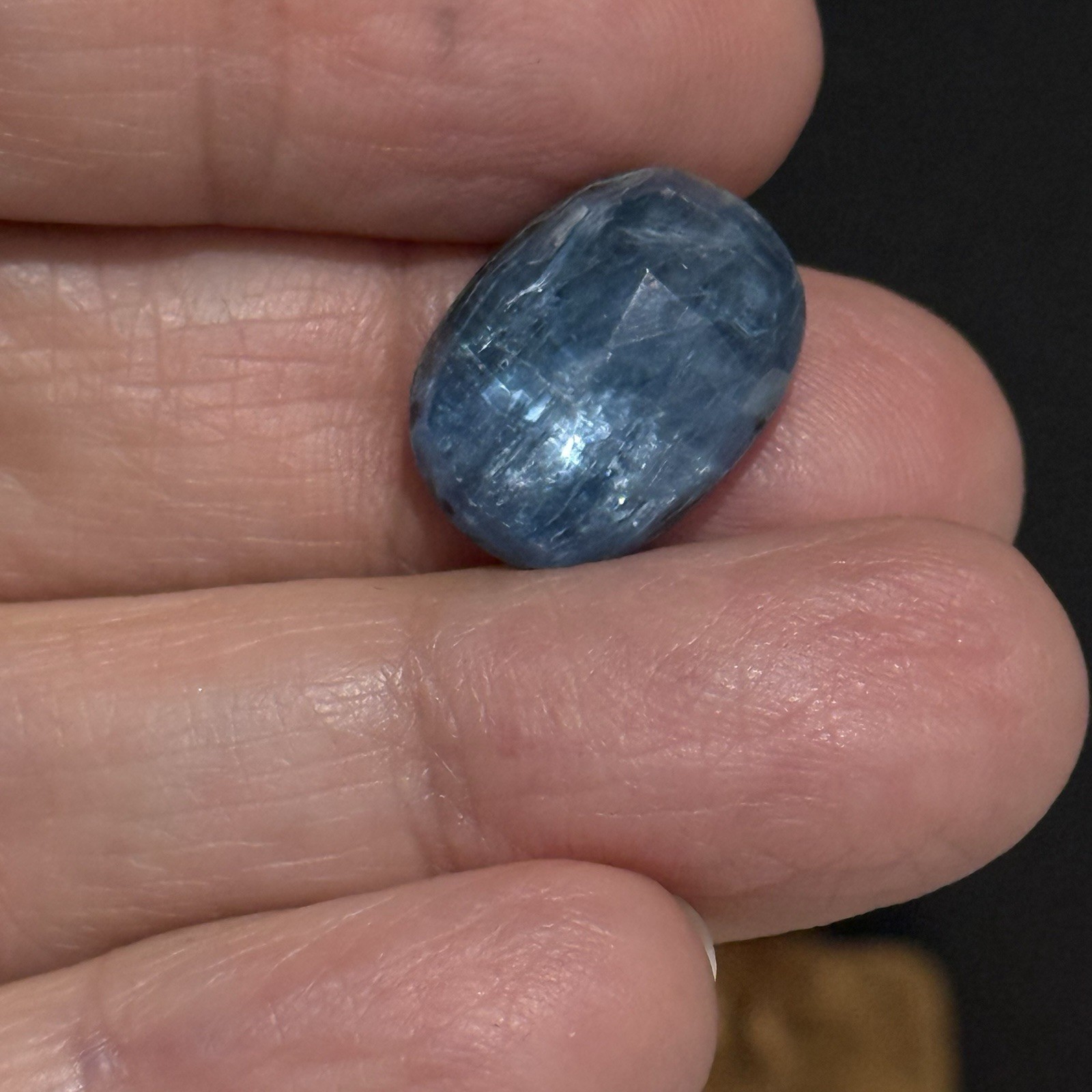 12.1ct 16.4×12.2×5.6mm Fine Blue Faceted Kyanite Oval Cabochon Loose Gem