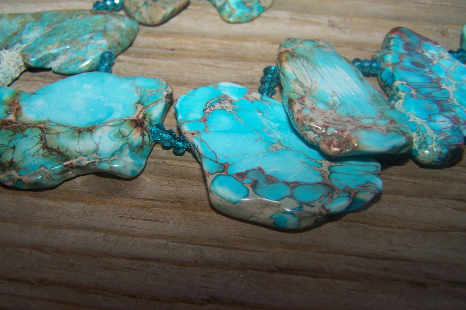 NWOT LUC Lucas Lameth Sterling Silver Turquoise Jasper Slab Statement Necklace