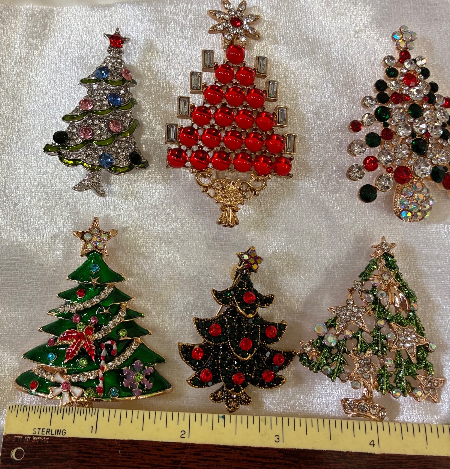 Collection 6 Christmas Tree Pins Brooches Group 3
