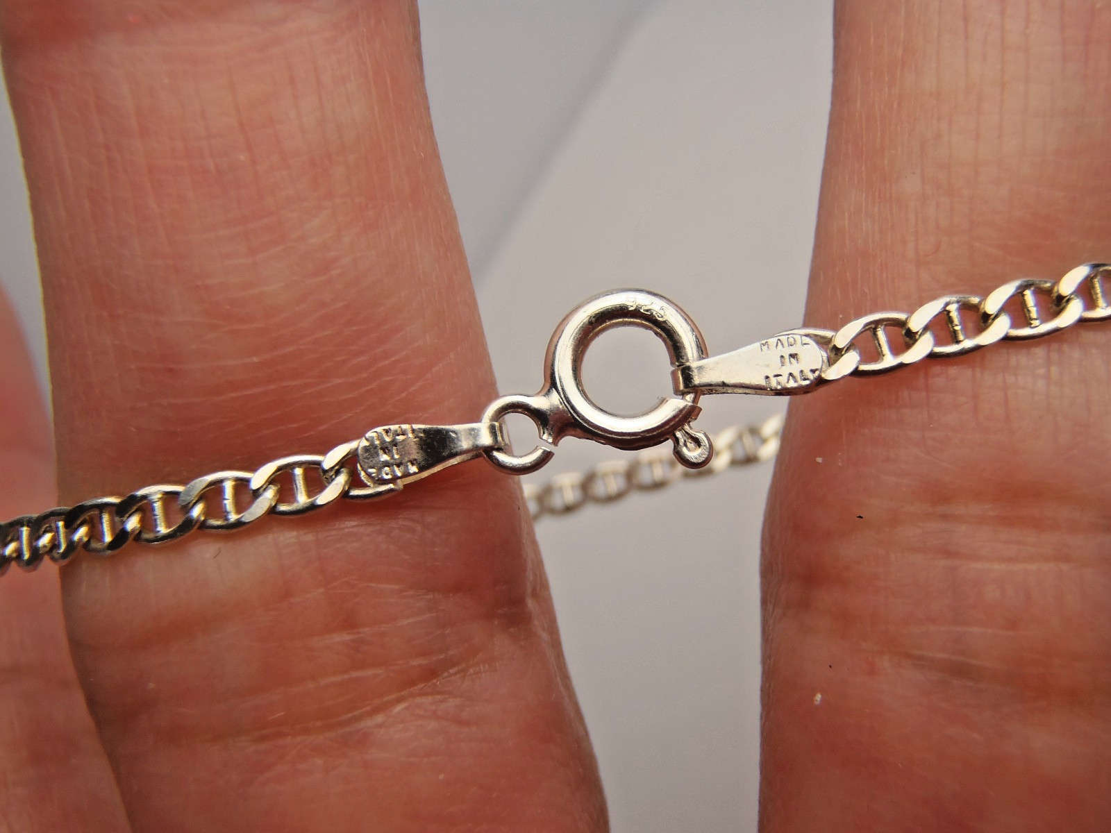 ESTATE STERLING SILVER MARINER LINK 2MM WIDE 8″ ITALY BRACELET FREE SHIPPIN