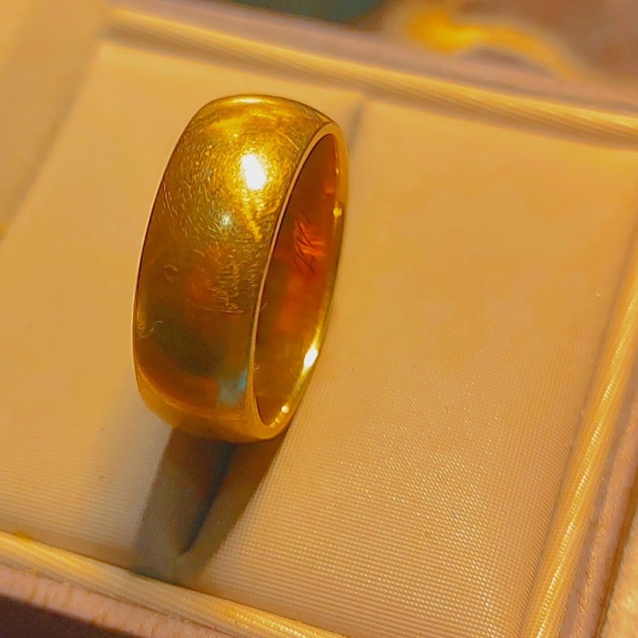 Wide Plain Classic Wedding Band Ring 14K Yellow Gold, Size 6 3/4–8 mm Wide (97)