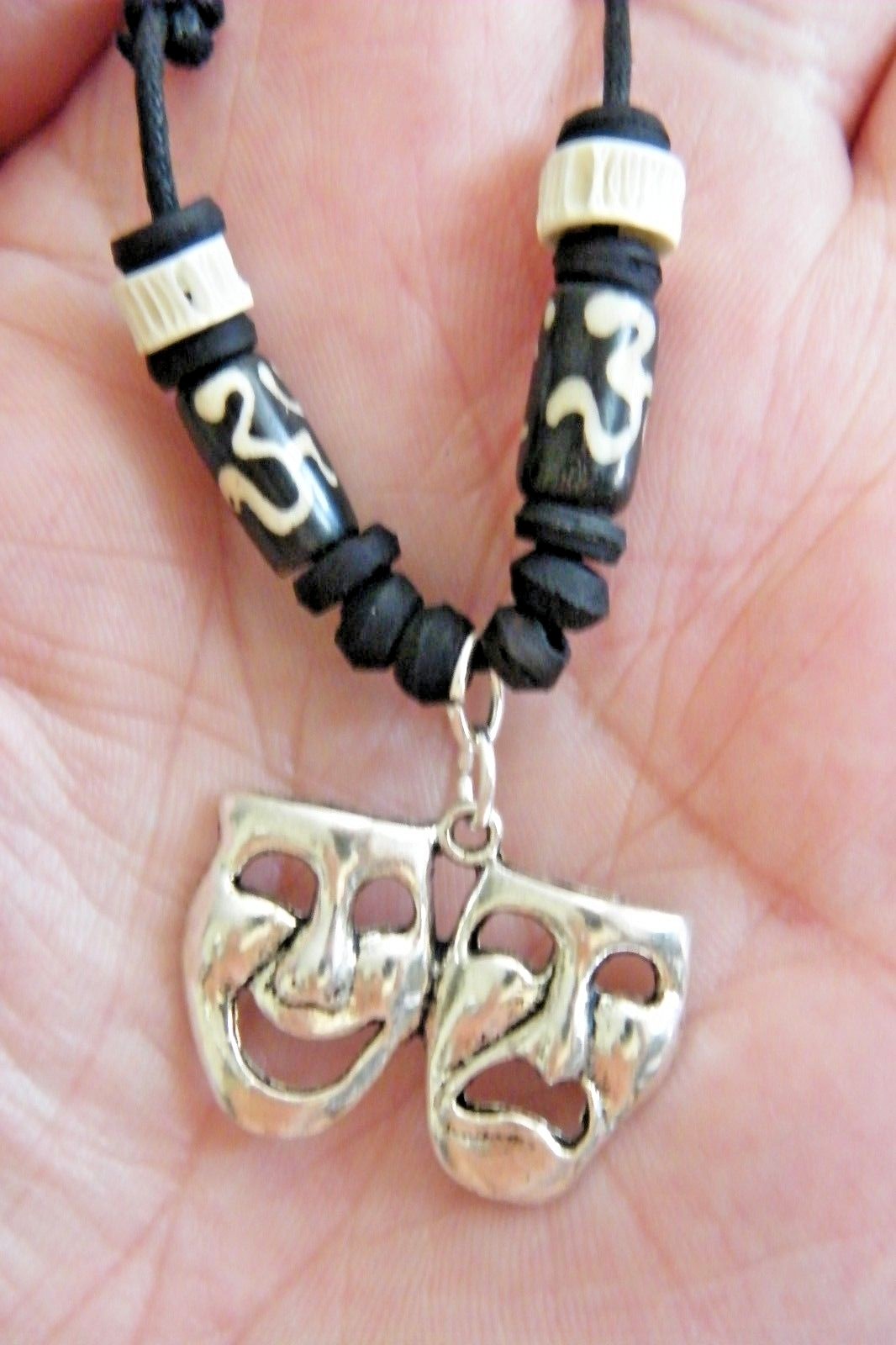 Drama Comedy Tragedy Masks Necklace BROADWAY Theater Silver Charm 16″-28″ NEW!