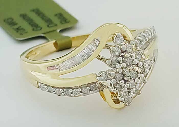 GENUINE 0.50 Cts DIAMONDS COCKTAIL RING 10K GOLD – Free Certificate Appraisal