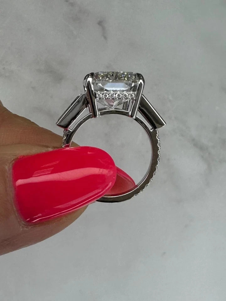 12 Carat Diamond 14k White Gold Lab Grown IGI E F VVS Radiant Cut Certified Ring