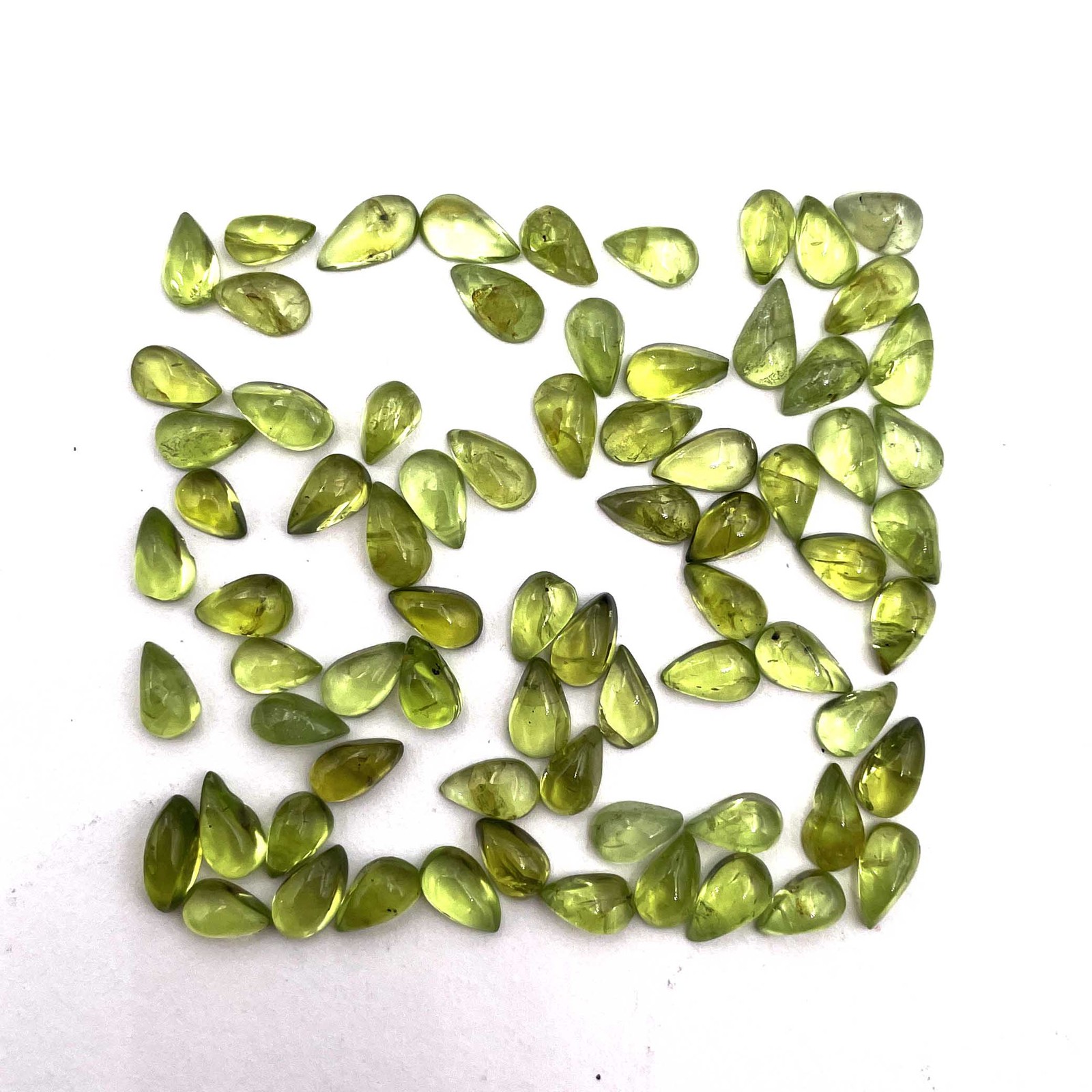 Natural Peridot Pear Cabochon Loose Gemstone Lot 37 Pcs 3.5*7-4.5*8 MM 30 CT