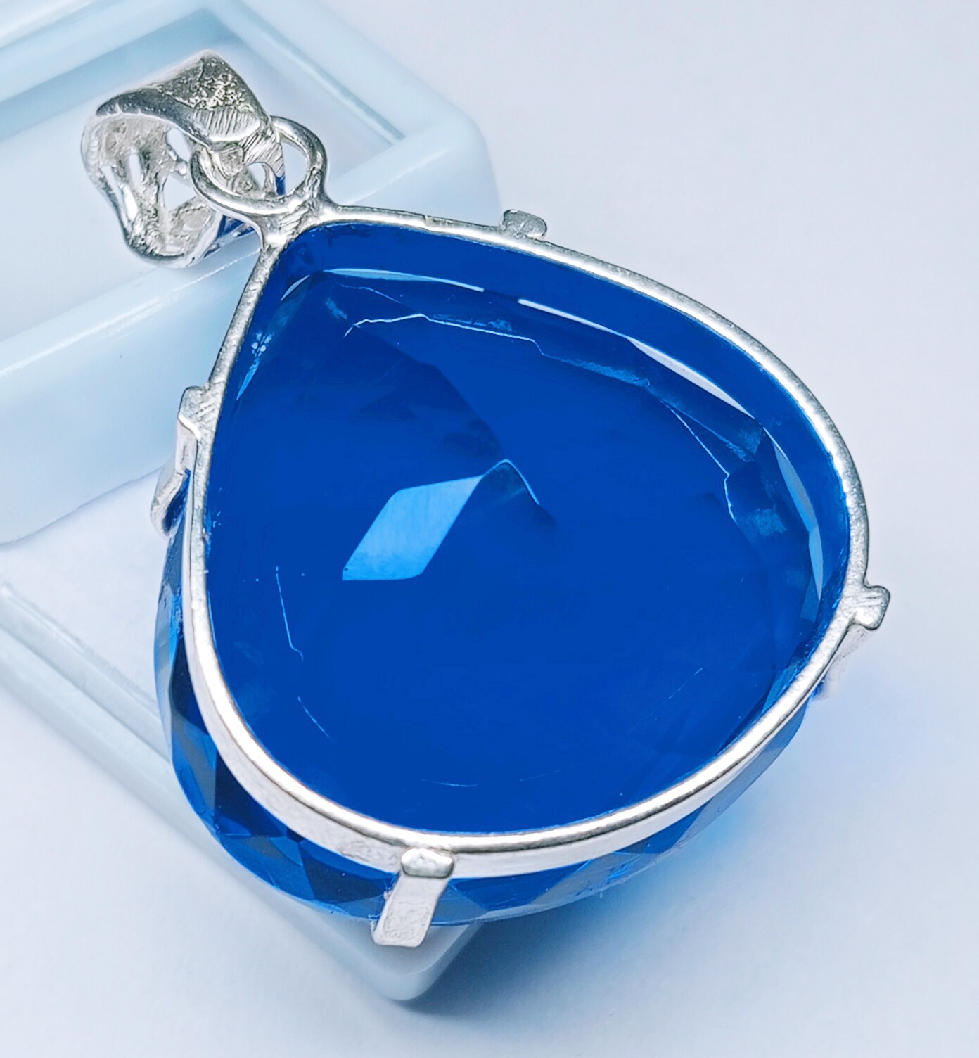110 Ct Natural Blue Topaz Pear Cut Loose Gemstone Locket Pendant EGL Certified
