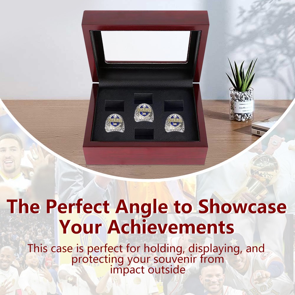 7 Holes Championship Ring Display Case Box Wooden Collection Storage Box Gift US