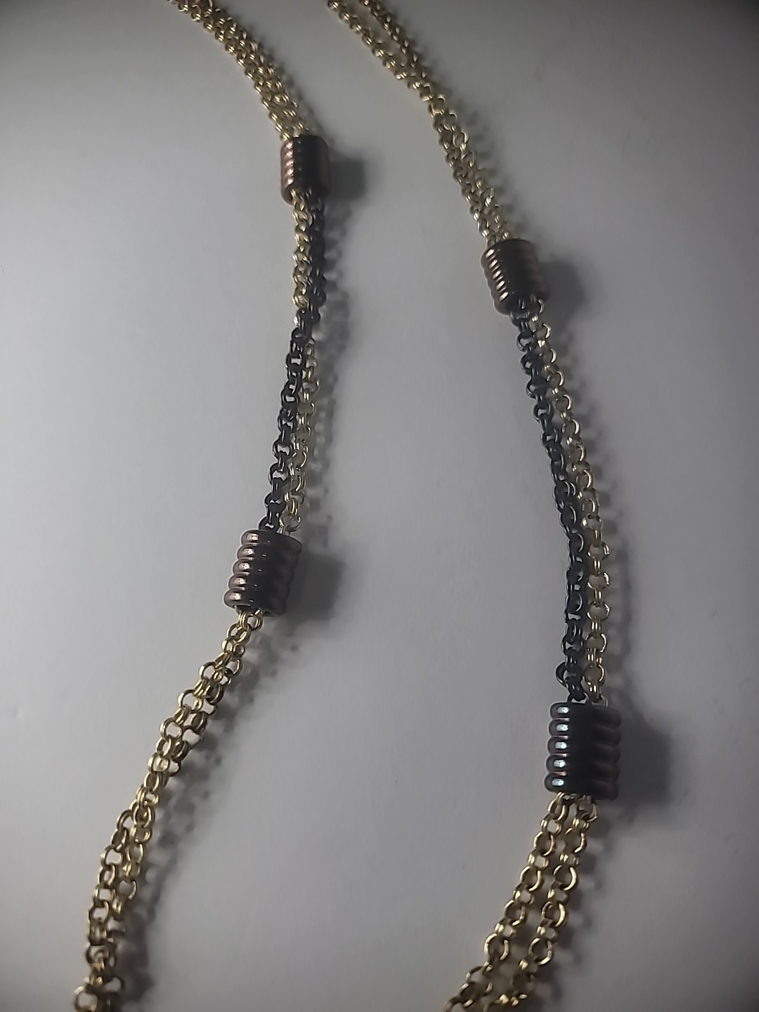 Vintage Baskin Brothers Gold Tone Chain Double Strand Neacklace Jewelry Costume