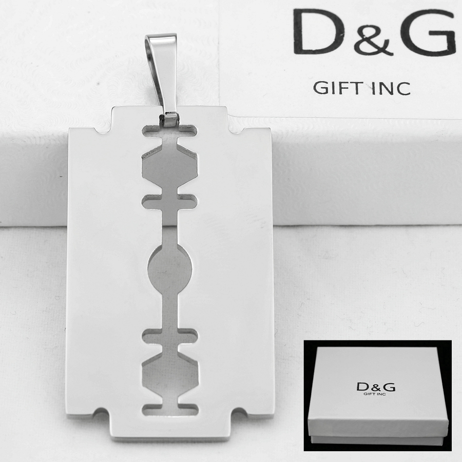 Men’s,Razor blade Pendant 52mm Stainless Steel High Polish*Box