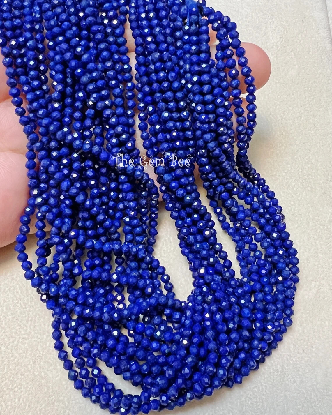 3mm Royal Blue Afghani Lapis Lazuli Faceted Round Rondelle Beads 13 inch Strand