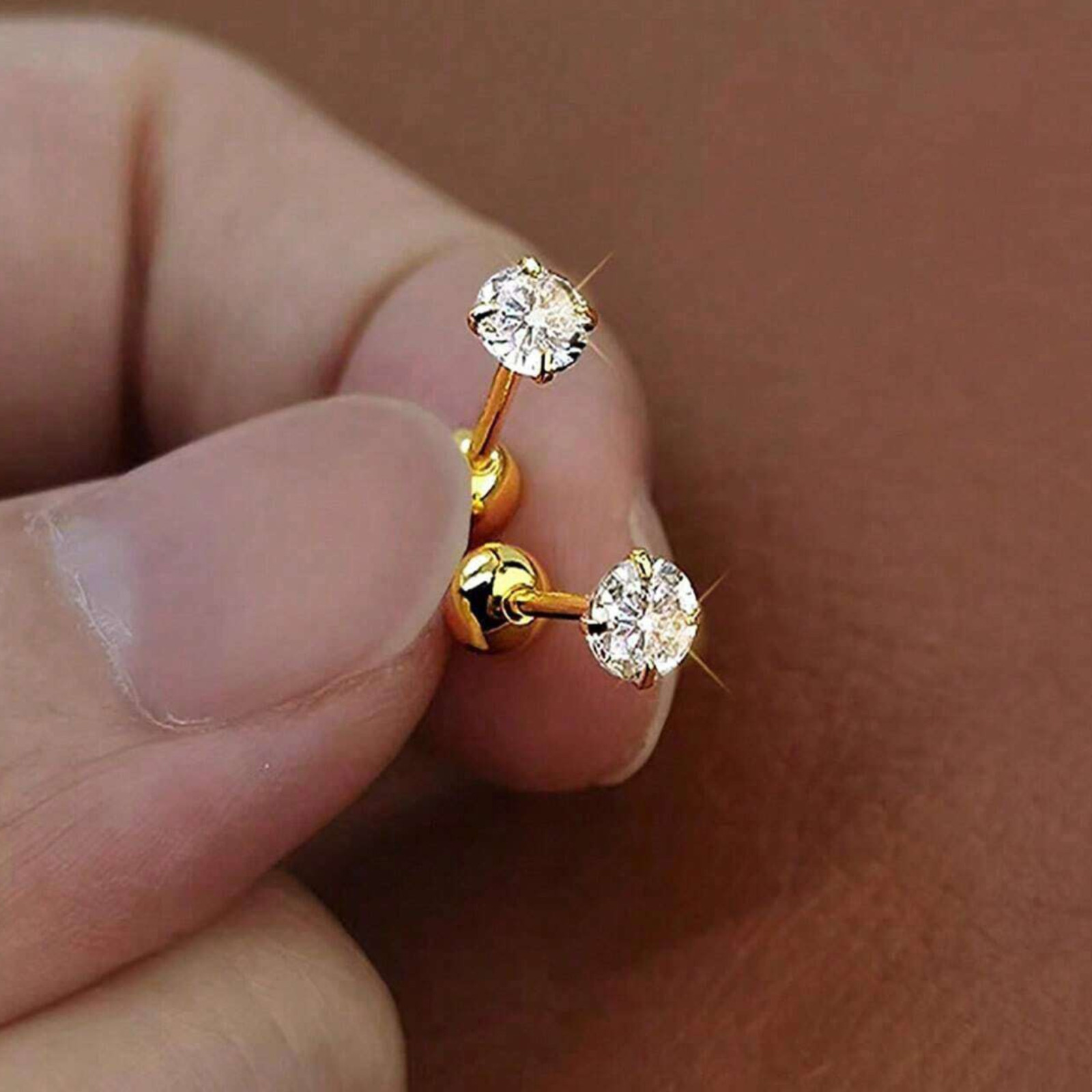 6x Stud Earrings Set Titanium Steel Cubic Zirconia Minimalist Jewelry for Women