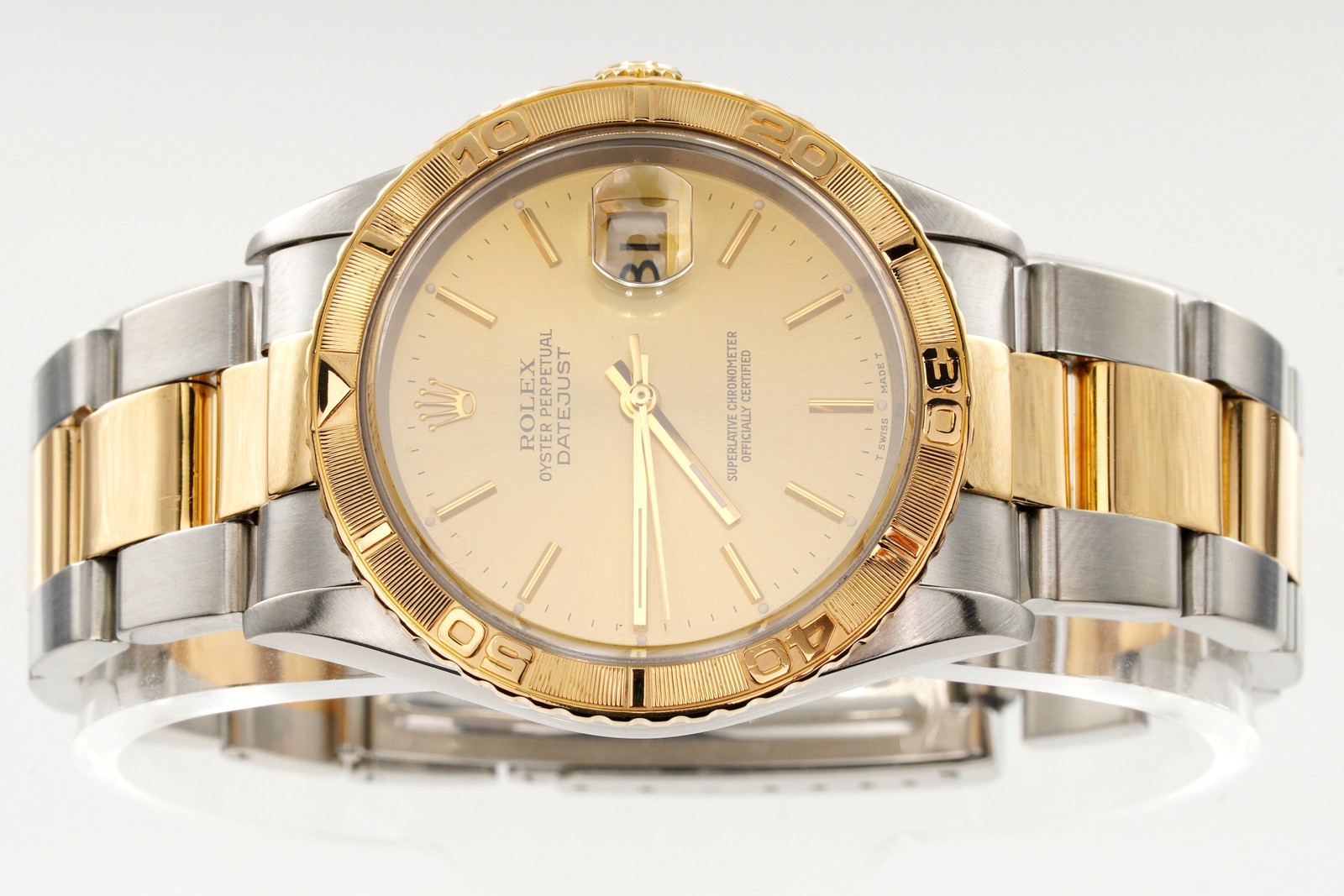 Rolex 2Tone 18K Gold/Stainless Datejust Turn-O-Graph Thunderbird Champagne 16263