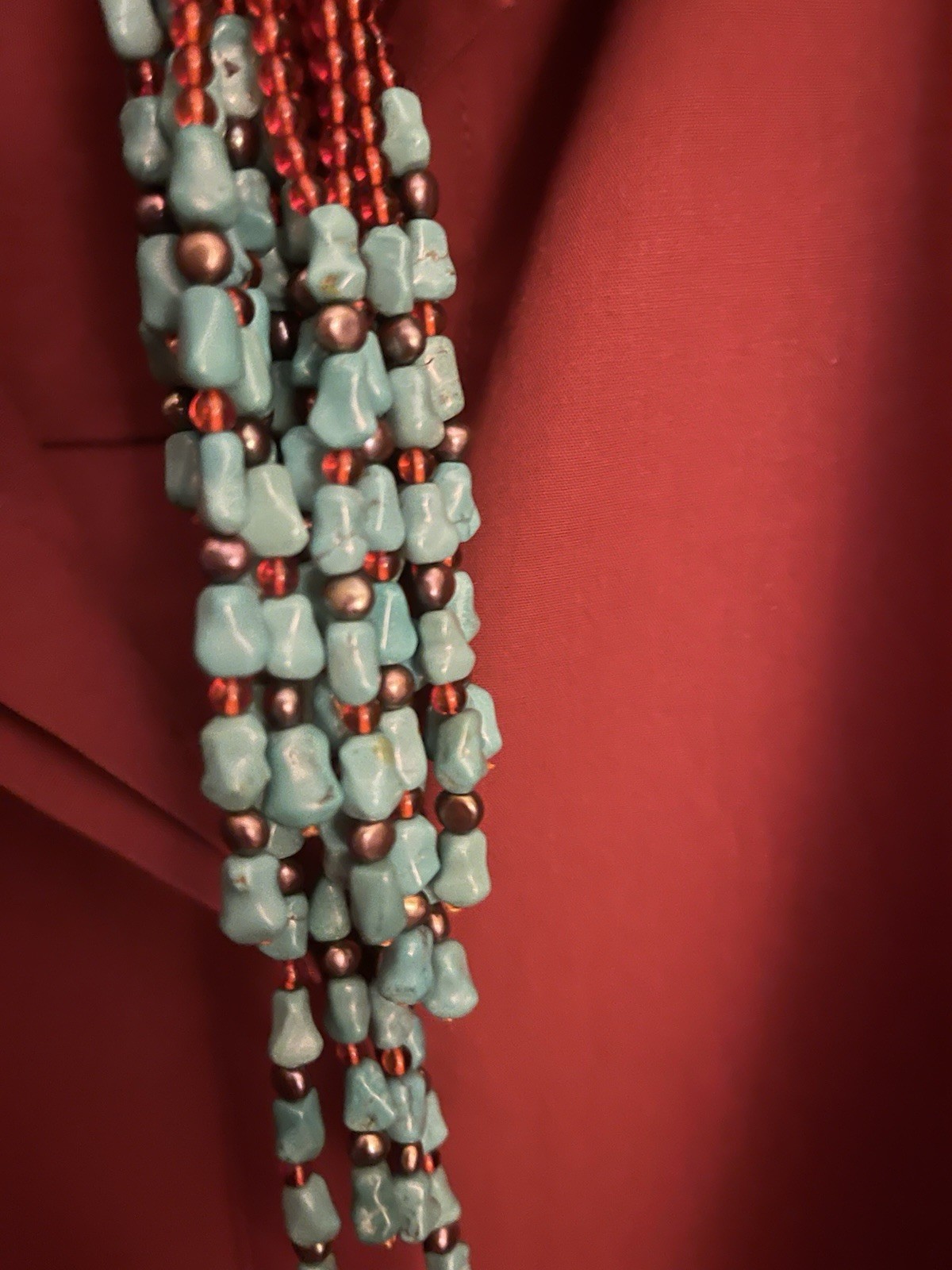 Butterscotch Amber With Turquoise Nuggets 42 Inches Long Lariat Style 24 Strings