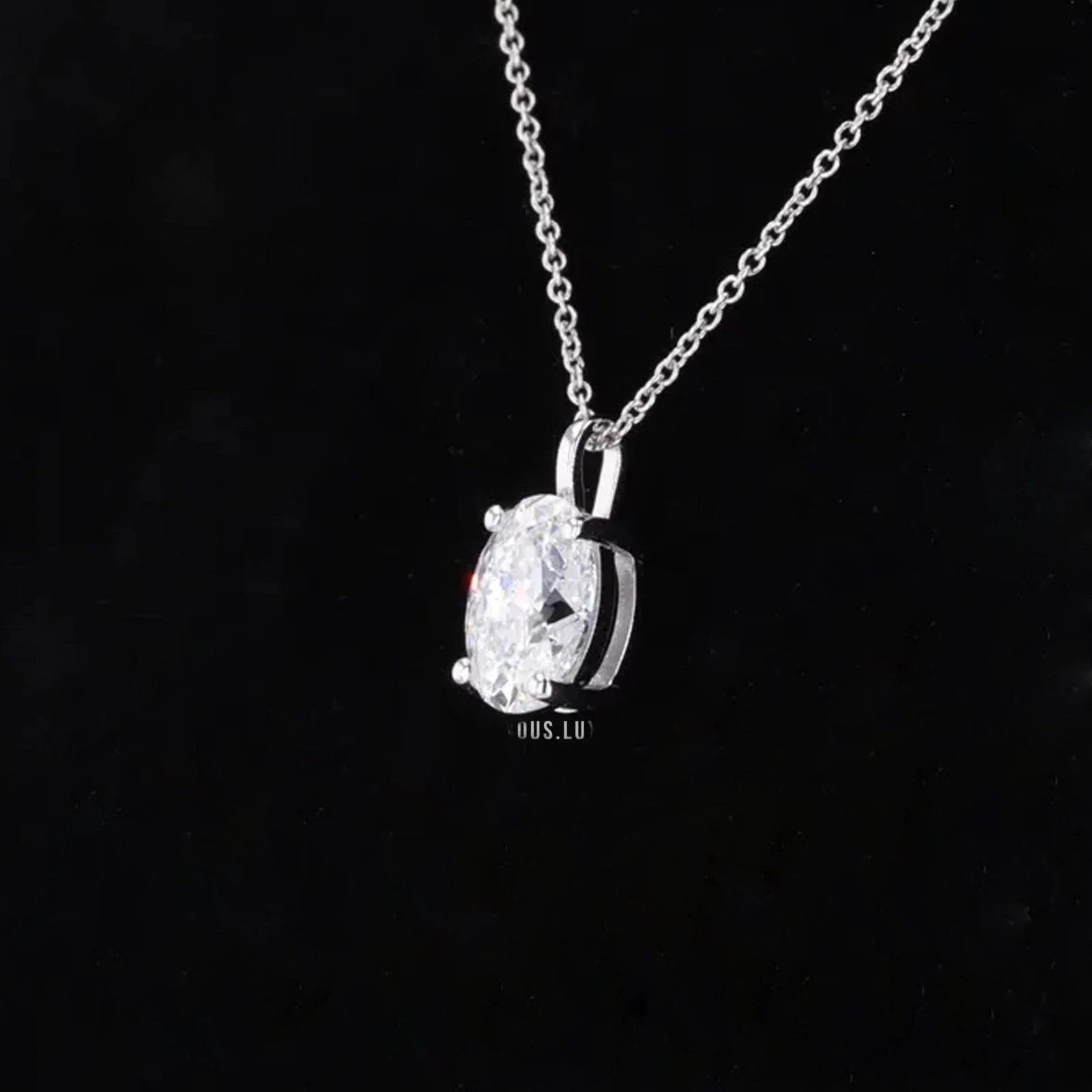 Rare 1.45 Ct Certified White Diamond Oval Solitaire Pendant 925 Silver For Her