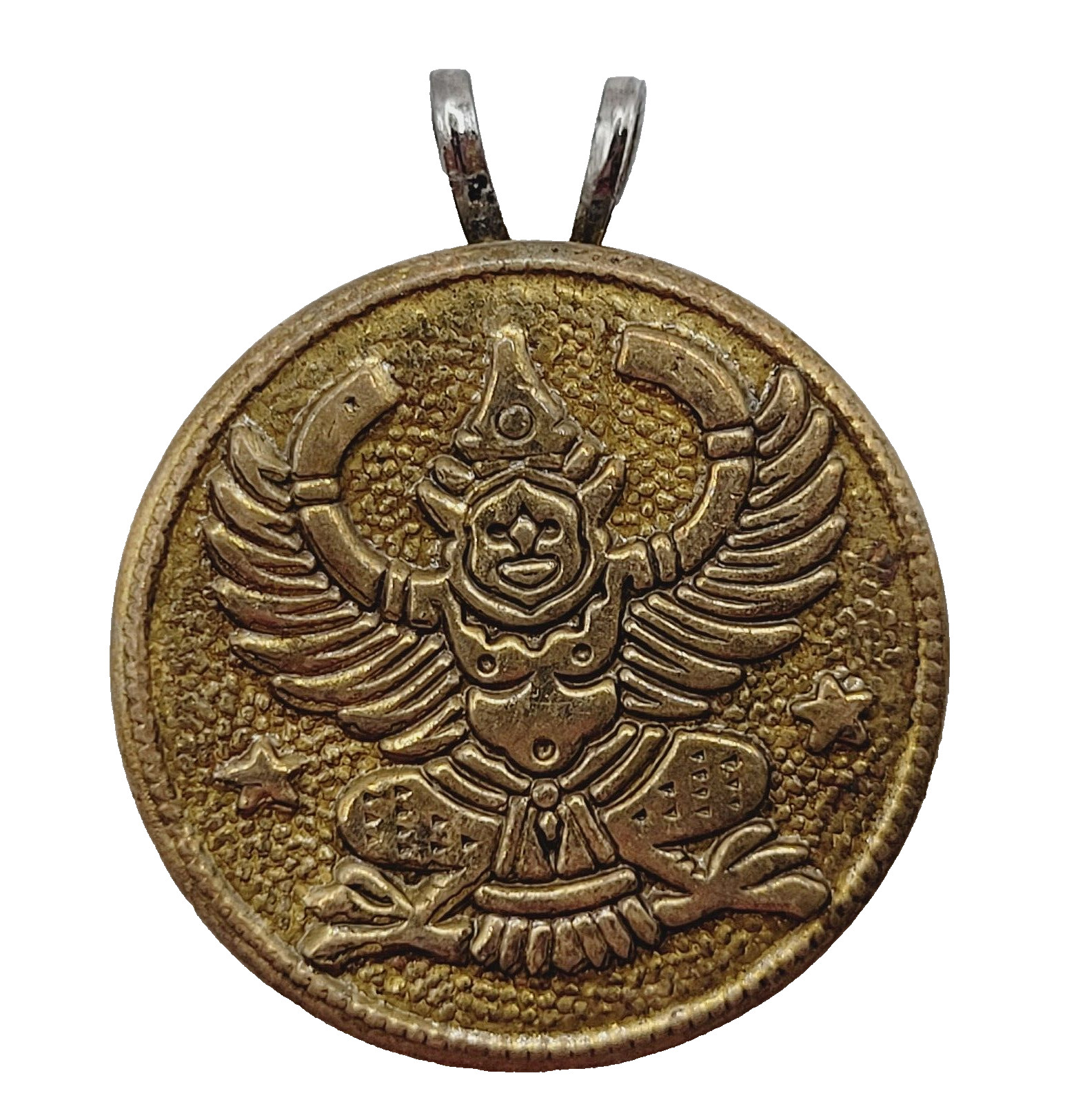 Tibetan Copper Garuda Amulet Pendant Buddhist Phaya Krut Talisman Button Pendant