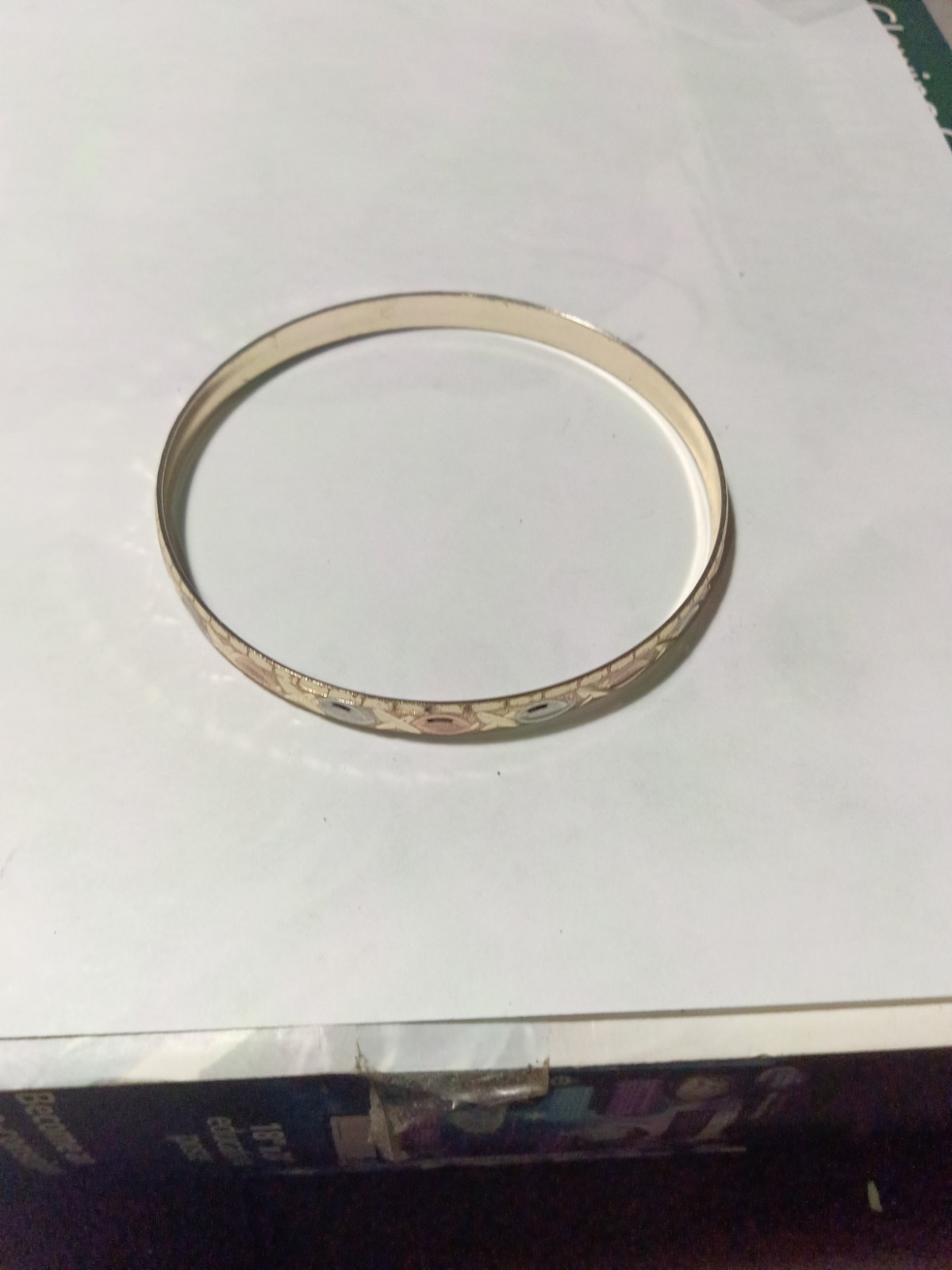 Silver Tone Metal Etched Engraved Pattern Bangle Bracelet No Stone