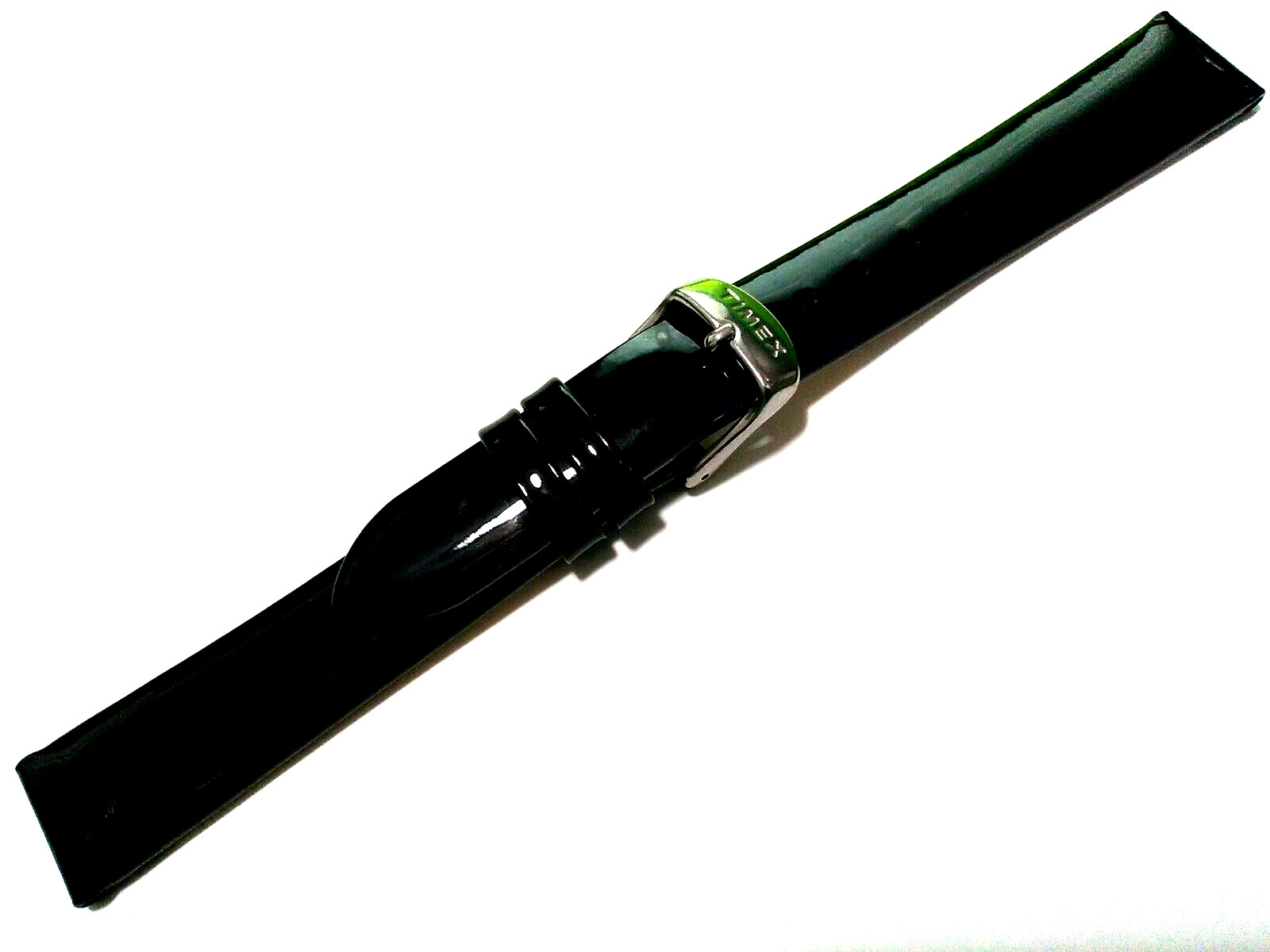 New Authentic Timex Jet Black Gloss Patent Leather 16mm Regular Watch Band Strap