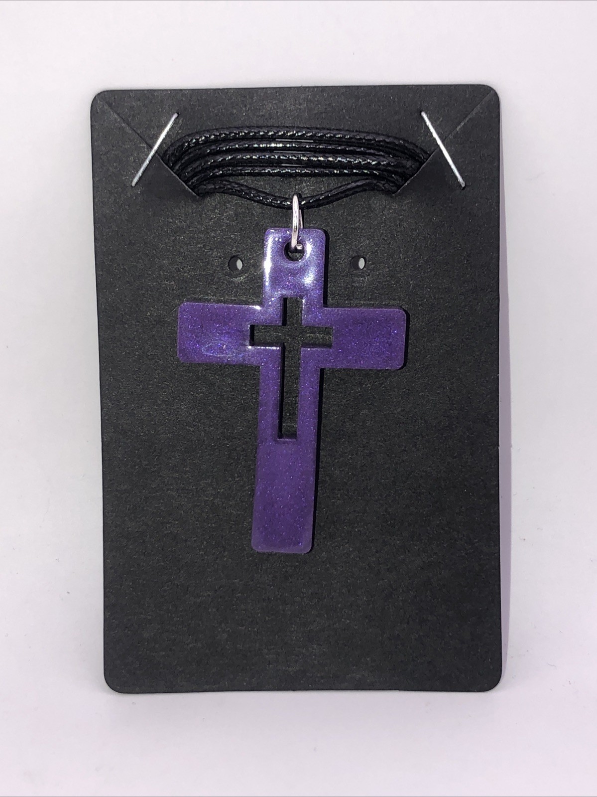 House Of David Handmade Artesian Cross Necklace Purple One Of A Kind 18 inches