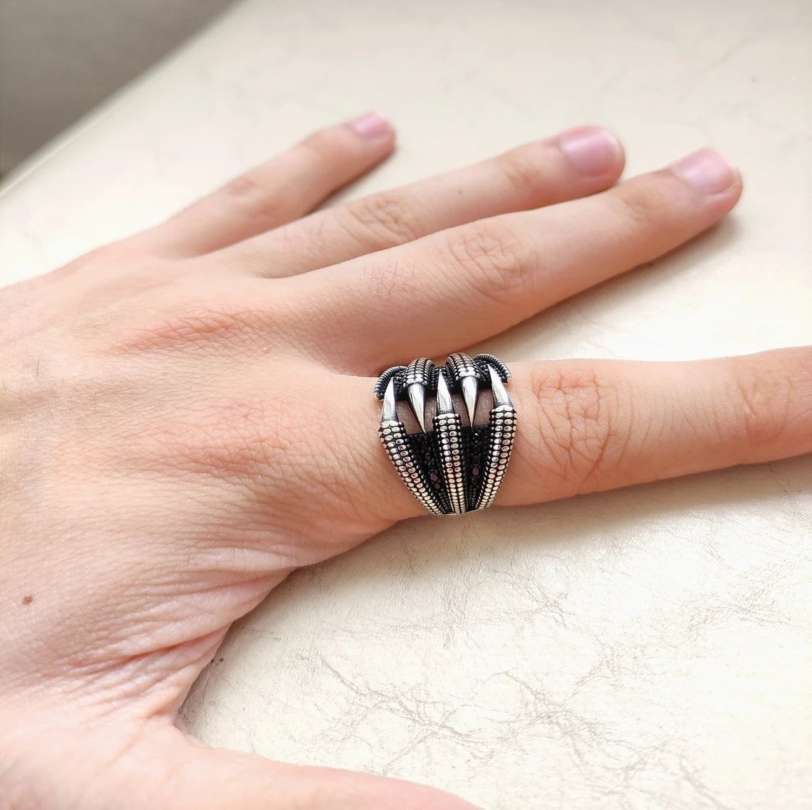 Eagle Claw Ring 925 Sterling Silver Turkish Handcrafted Ring Duty Free