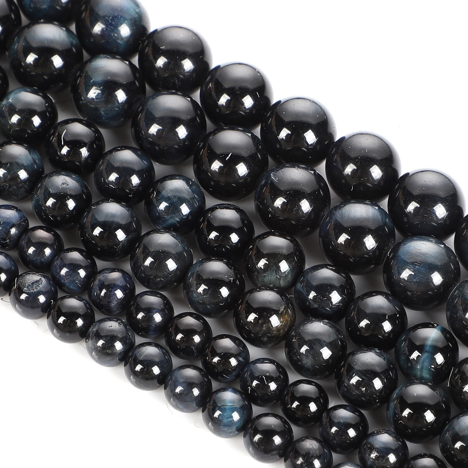 Natural Tiger’s Eye Gemstone Smooth Round Loose Beads for DIY Bracelet Necklace