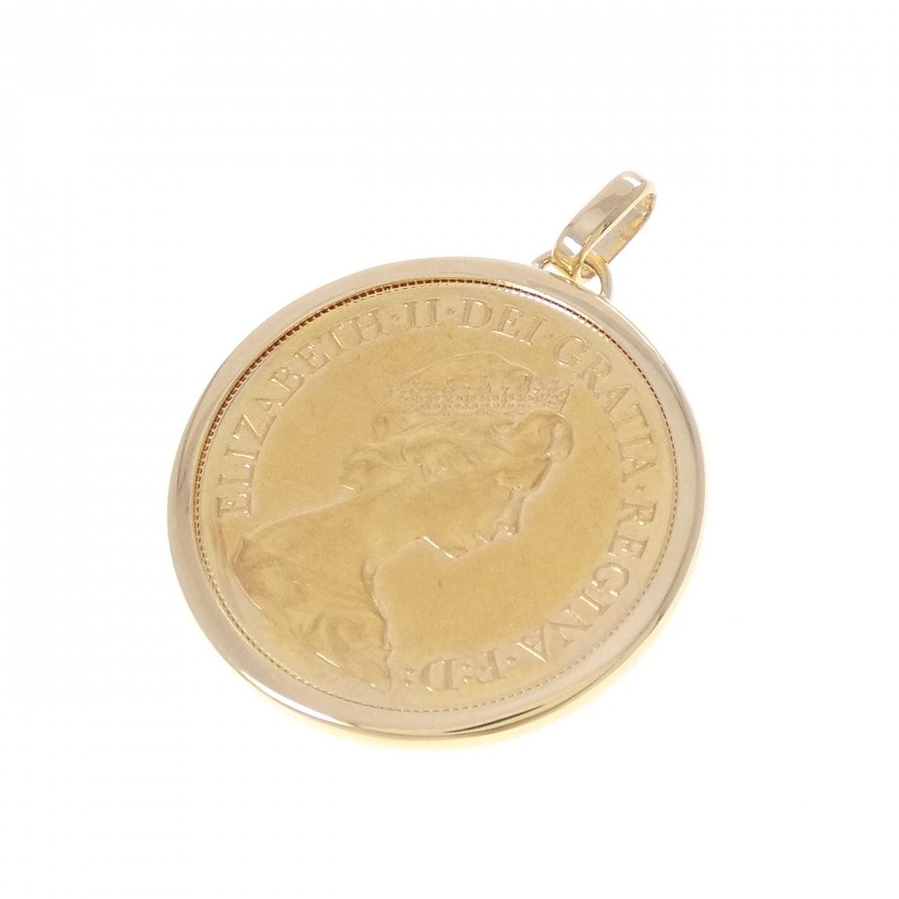 Authentic K18YG (frame) coin pendant #230-000-588-6684