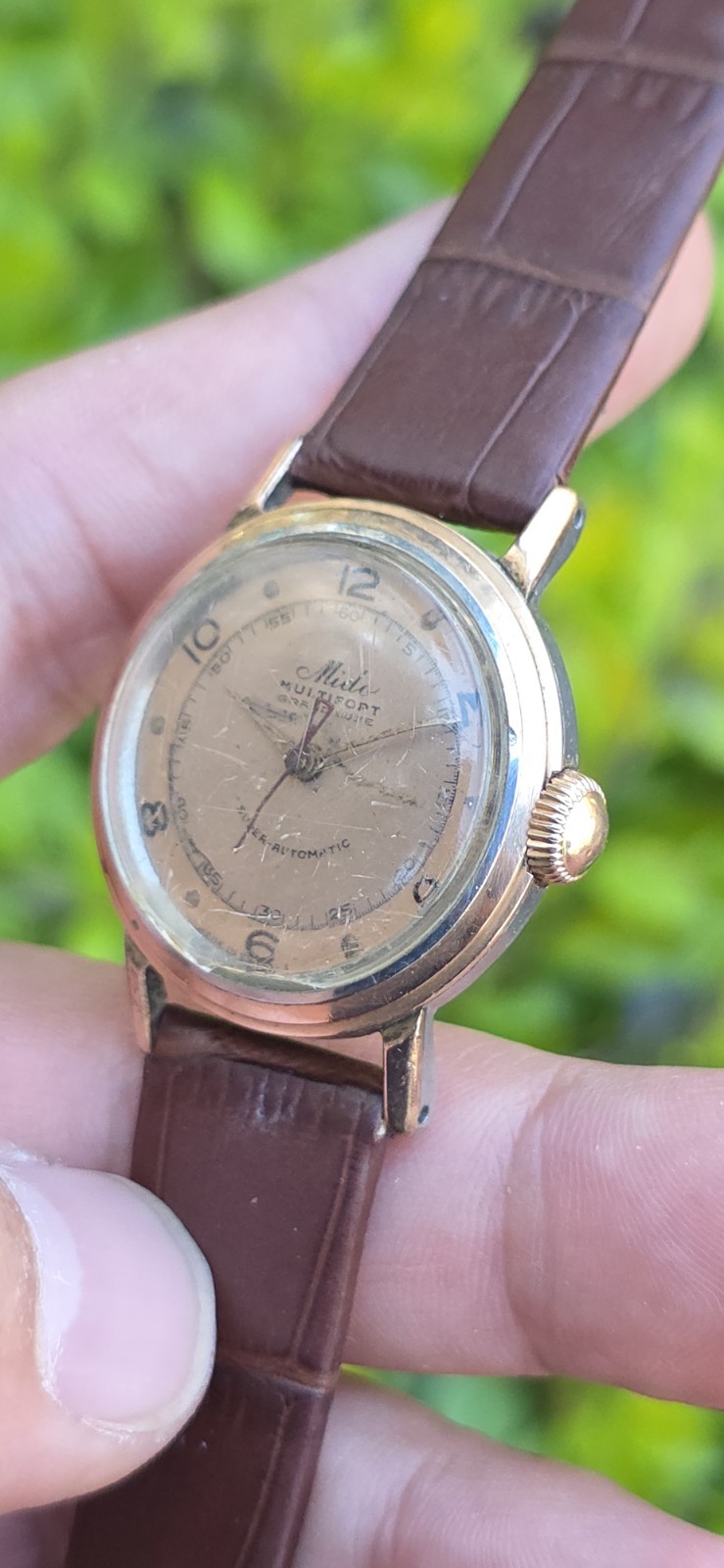 Vintage Mido Multifort Automatic Bumper 29mm Salmon Dial Military Watch Cal 817