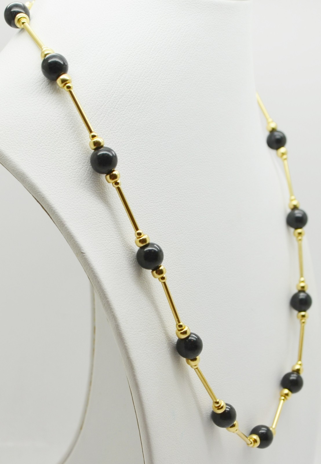 14K Yellow Gold Dark Beaded Pattern Necklace 17.0″ #GOLD-4064