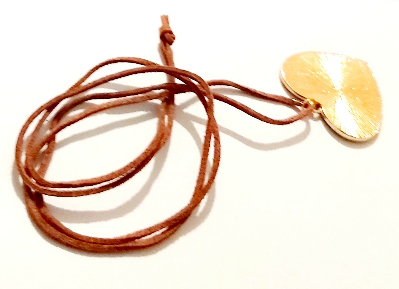 COOL Gold Tone Heart Shaped Faux Leopard Print Fabric Pendant on Leather Chord