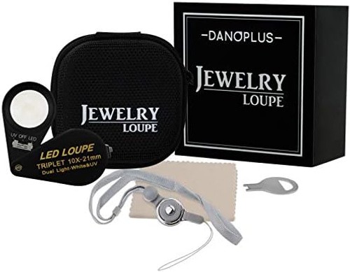 10x Magnifier Jewelry Loupe LED UV 21mm Triplet Lens Optical Glass Pocket Gem…