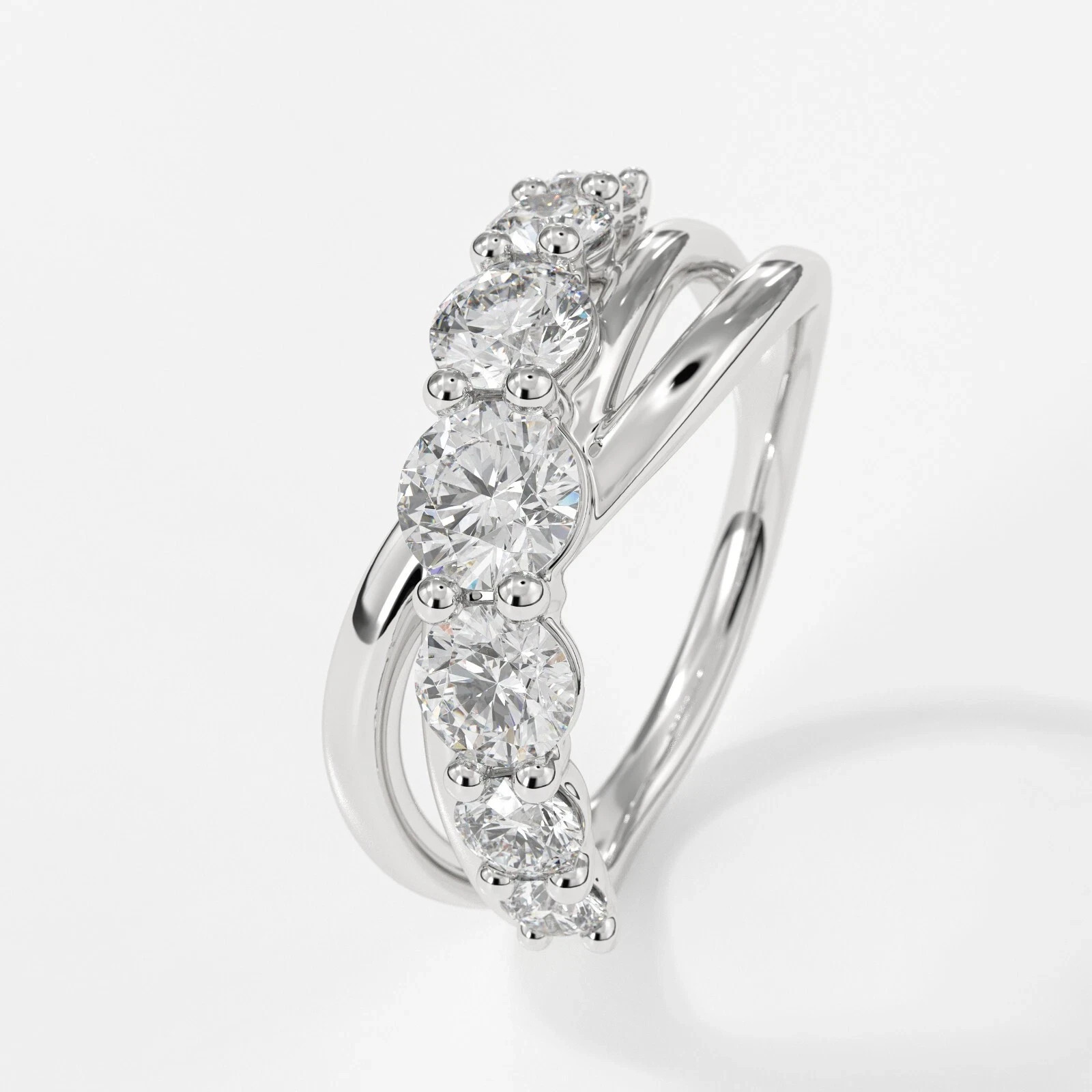 2.50Ct Round Cut Natural Diamond Eternity Wedding Band 14K White Gold Size 6 7 8