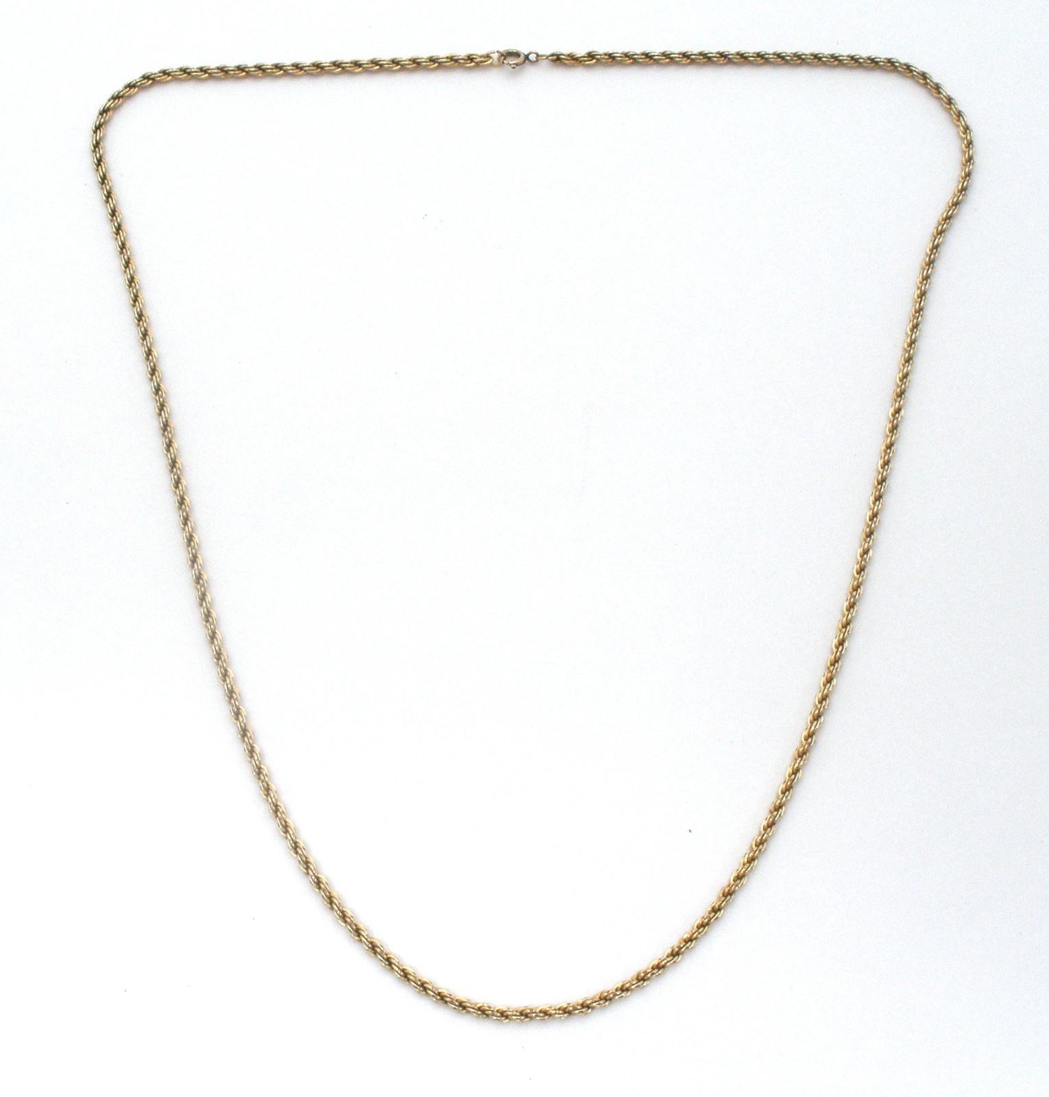 12K Gold Filled Rope Chain Necklace 24″ Long 3mm Wide Vintage 1/20 GF 15.5 Grams