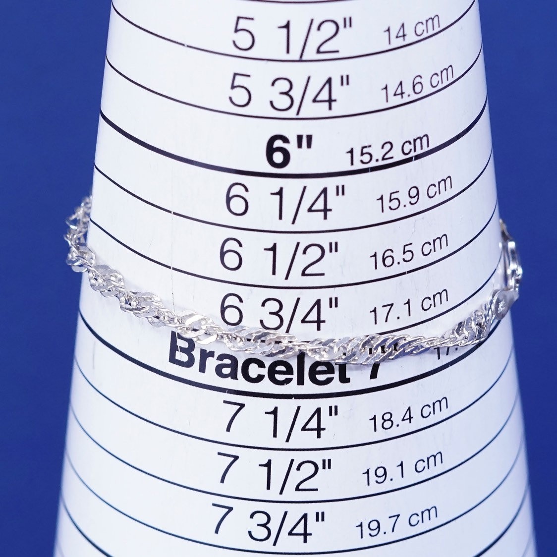 7″, 5mm, vtg Italy IBB Sterling silver handmade bracelet 925 twisted curb chain