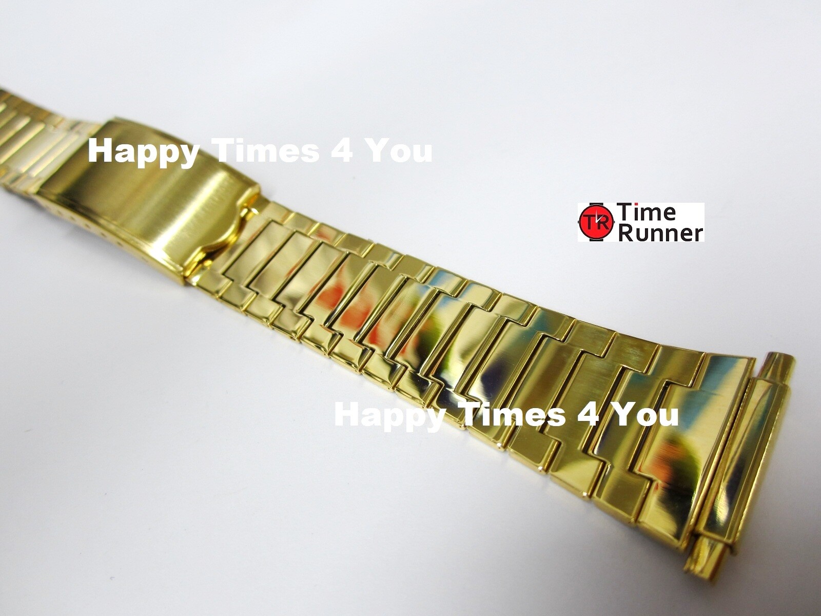 16mm 17mm 18mm 19mm 20mm 21mm 22mm Gloss Gold Tone Mens Watch Band Bracelet