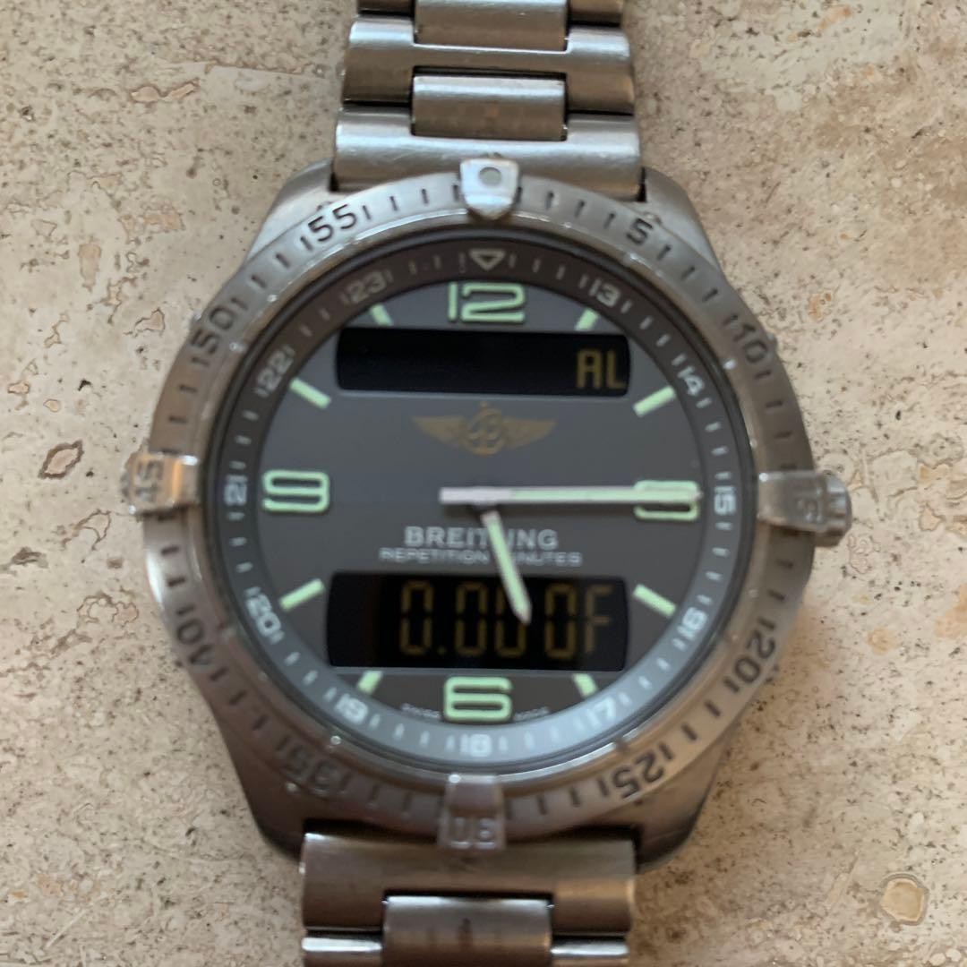 BREITLING Aerospace E65062 Quartz Ana Digi Titanium 40mm Gray Dial Pilot Watch