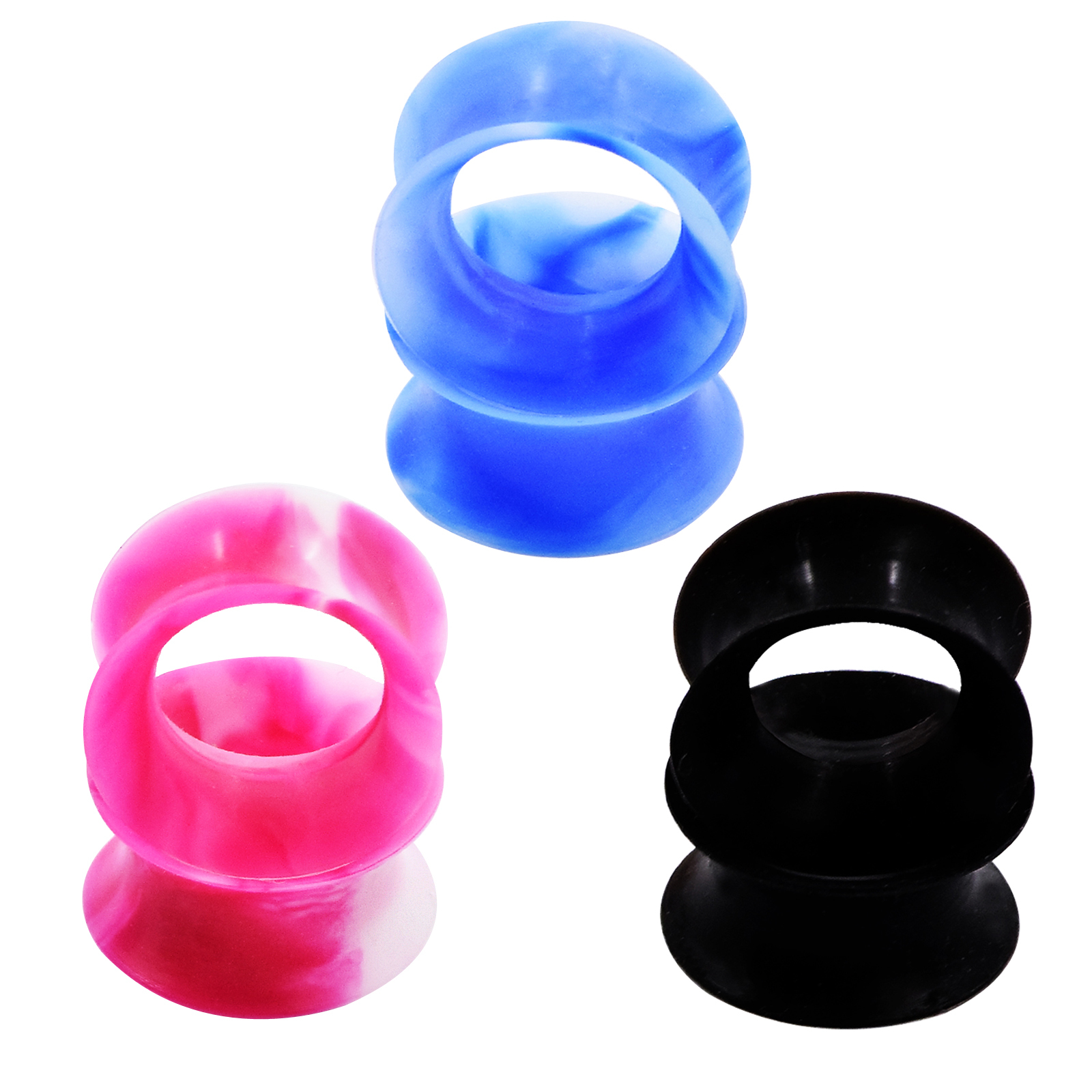 3 Pairs Thin Silicone Ear Skin Flexible Flesh Tunnels Plugs Ear Gauges Earlets