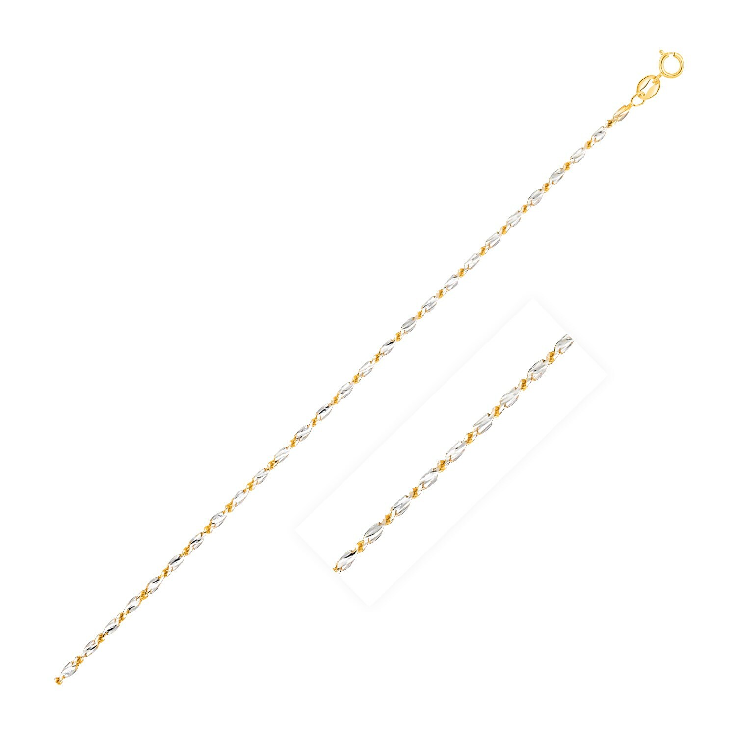 14k Two-Tone Gold Lumina Pendant Chain 0.8mm Width 16″-20″ Inch Length Necklace