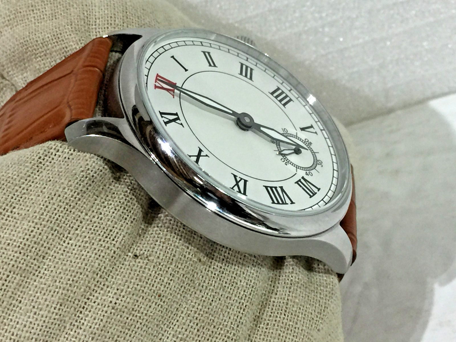 44mm Parnis Small Second at 6 Hand Winding Movement Men Boy Watch Stainless Case