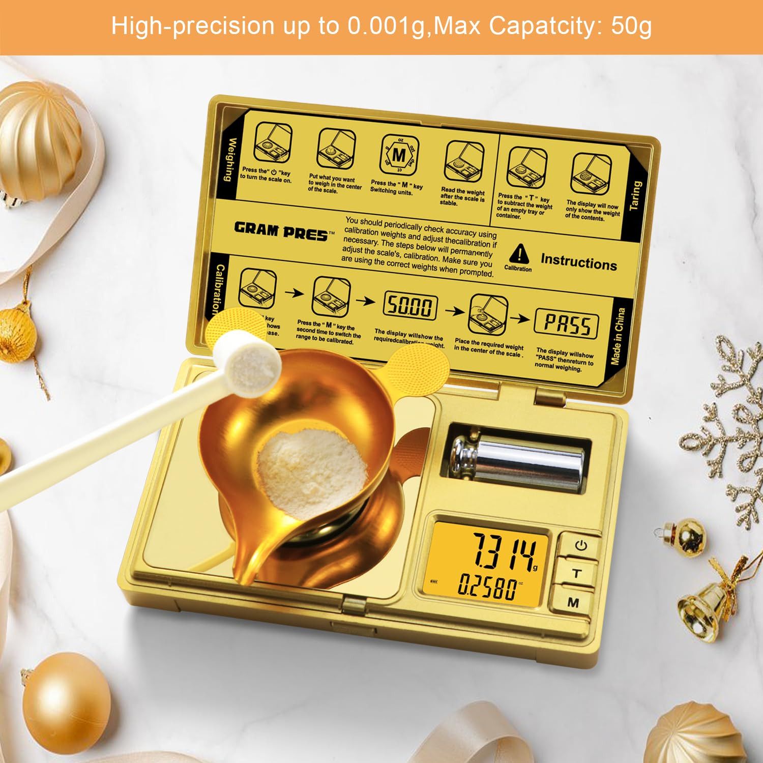High Precision Milligram Scale,50G/0.001G Digital Mini Pocket Gram Scale,Mg Scal