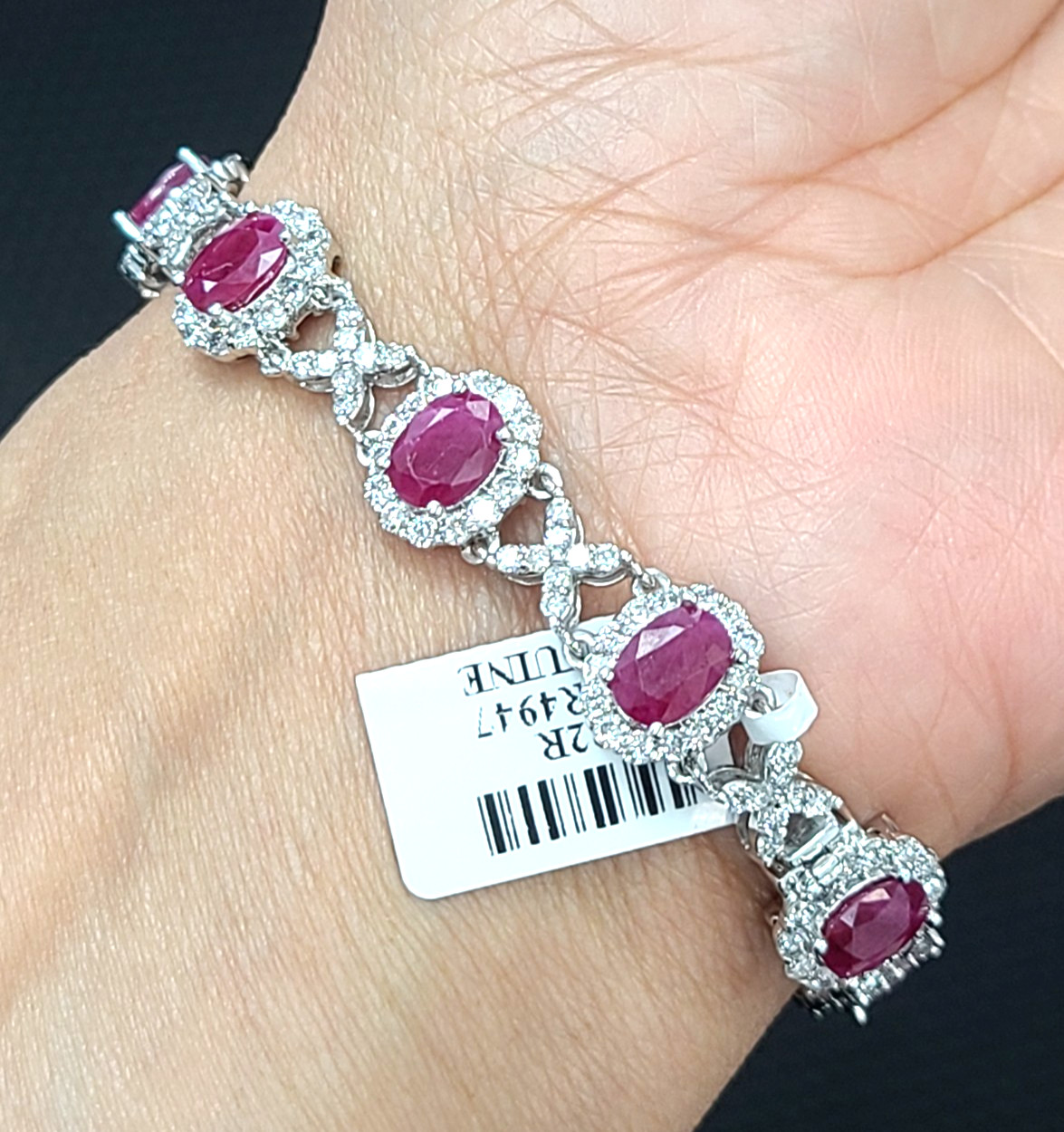Deal! 14.60CTW Natural Genuine Red Ruby Diamonds Tennis Bracelet 14K White Gold