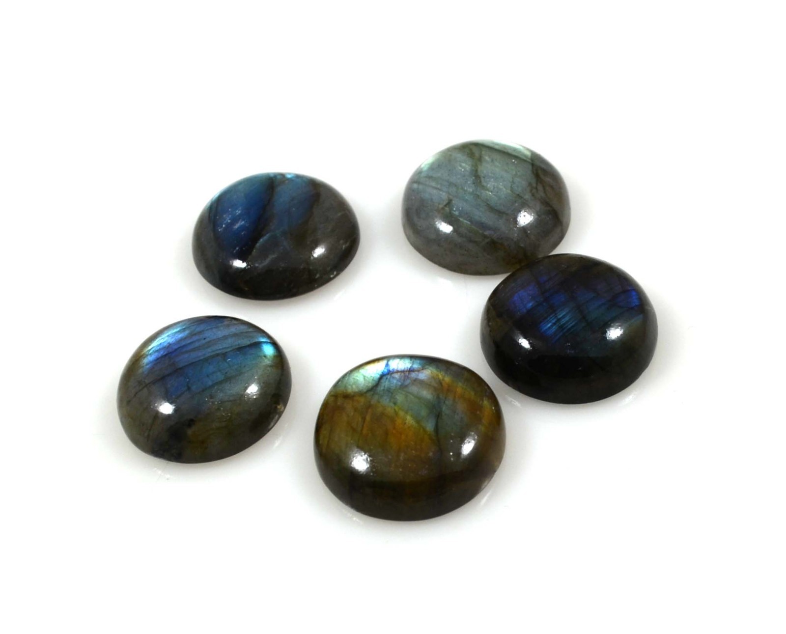 105Ct. Round Blue Flashy Labradorite (Set of 5pcs) Natural Gemstone-A1683