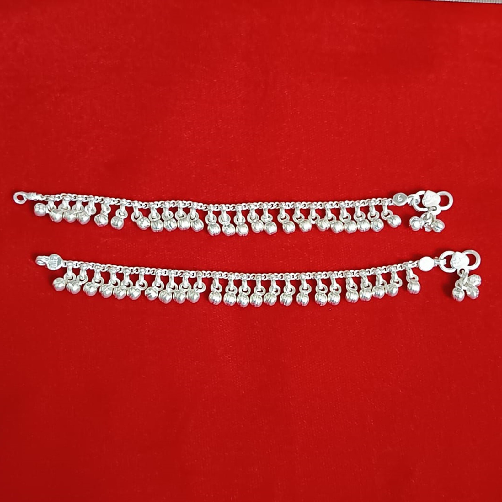 Pure Silver Noisy Jingle Bell Anklet Indian Payal Personalized Kids Jewelry 6.5″