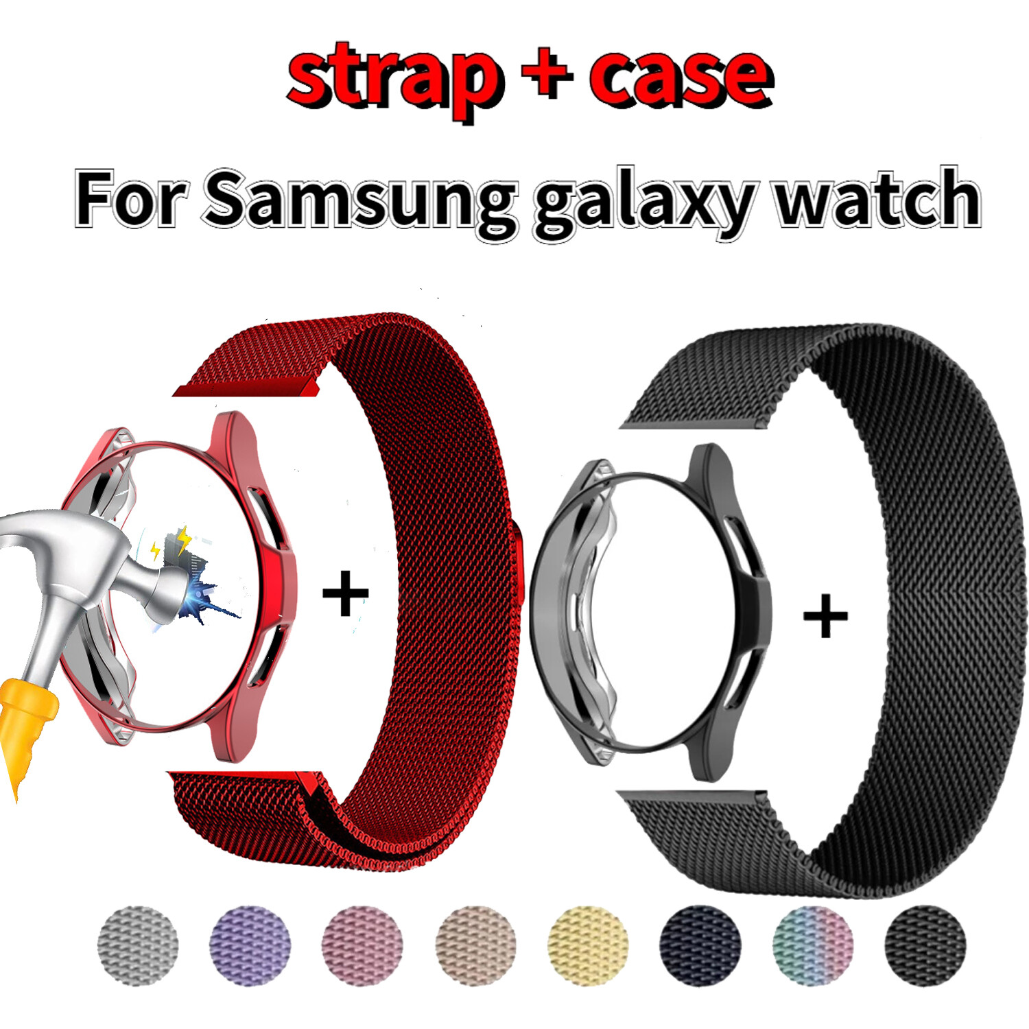 20mm Milanese Strap+Case Watch Band For Samsung Galaxy Watch Active 2 40mm 44mm