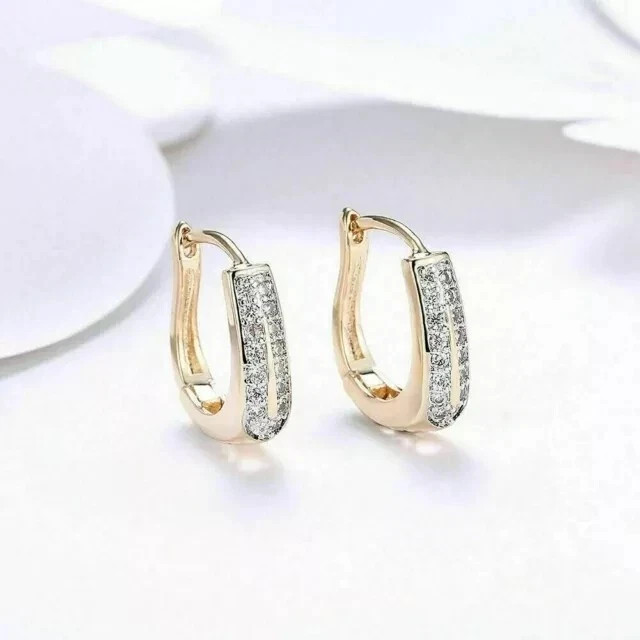 Women’s Engagement Hoop Earrings Round Cut Simulated Diamond 925 Starling Silver