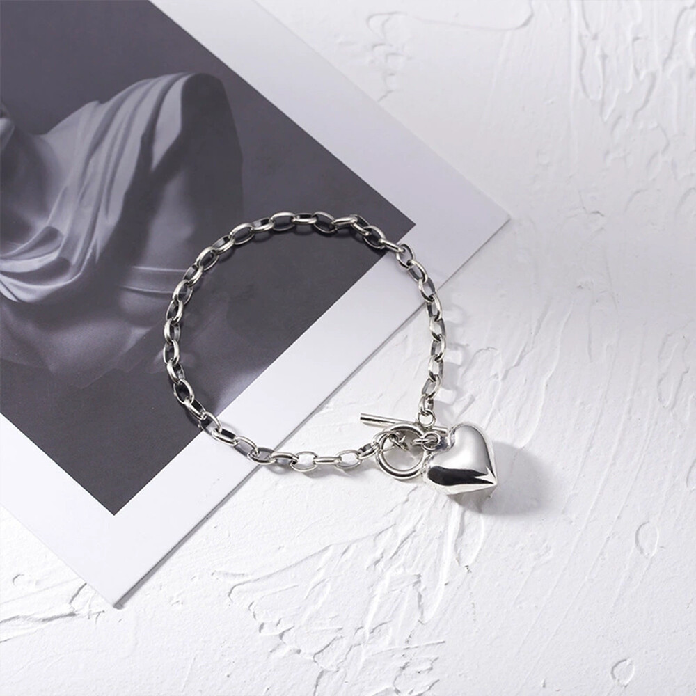 Beautiful Heart Charm Bracelet 925 Sterling Silver Women Girls Jewelry Gift UK