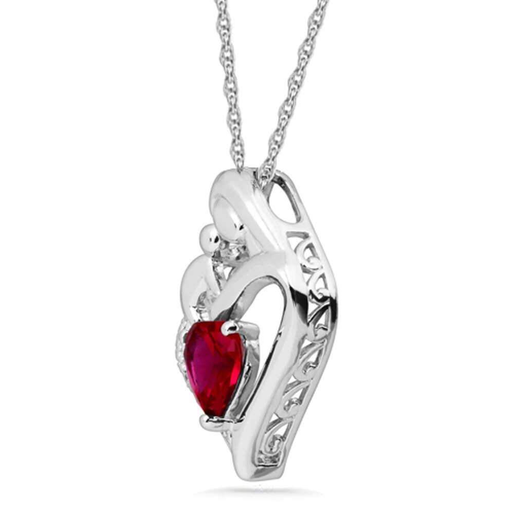 🔥Pure 925 Sterling Silver Necklace Mother Child Pendant Red Heart Cz Rope Chain