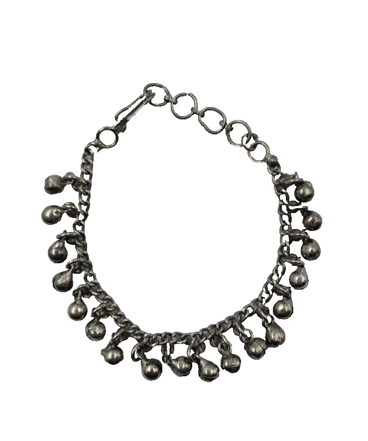 Vintage Indian Silver Tone Ethnic Belly Dancing Jingle Balls Anklet Bracelet