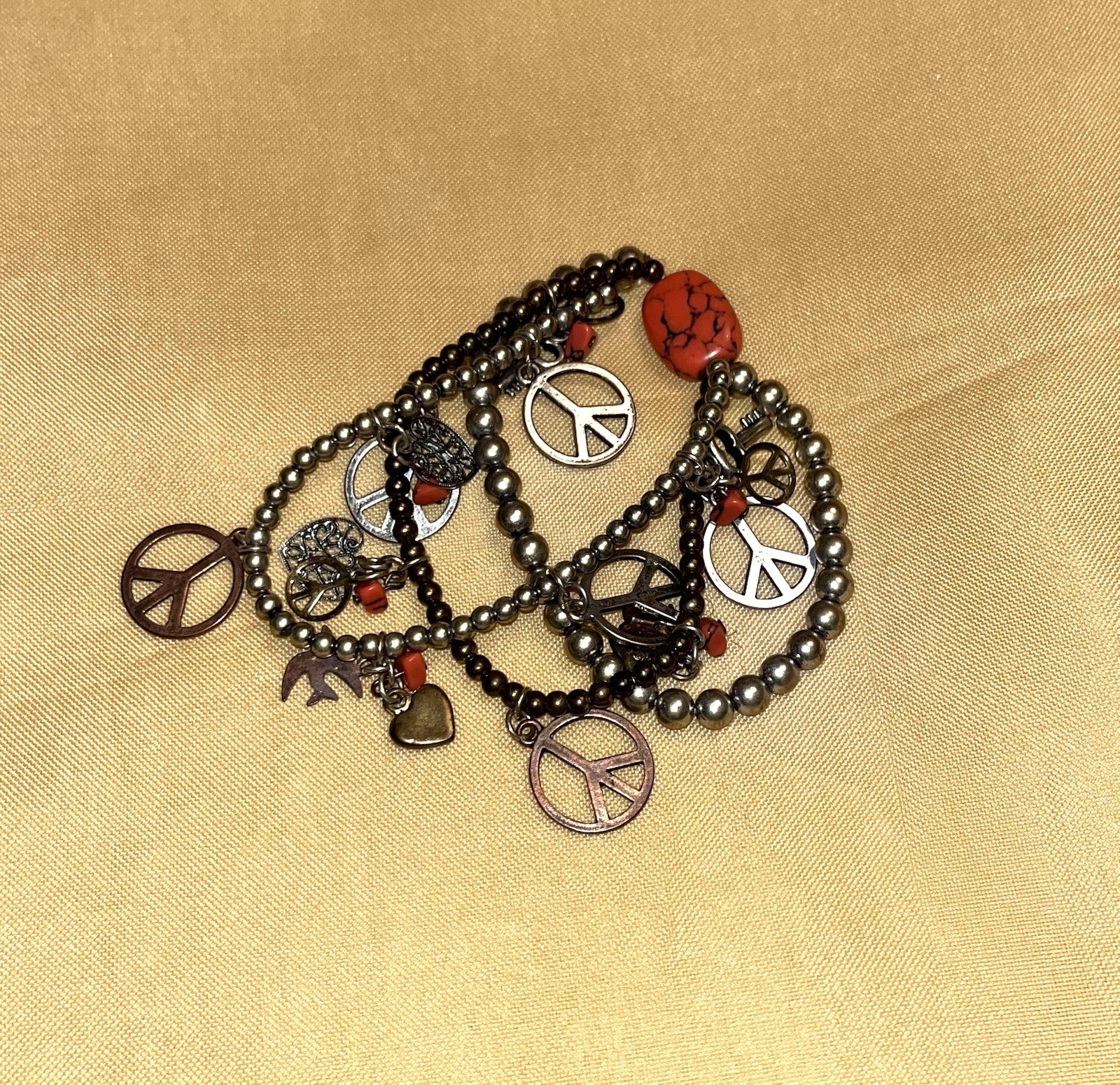 Vintage Bohemian multi-strand Charm Bracelet by Lucky Brand Silver-tone