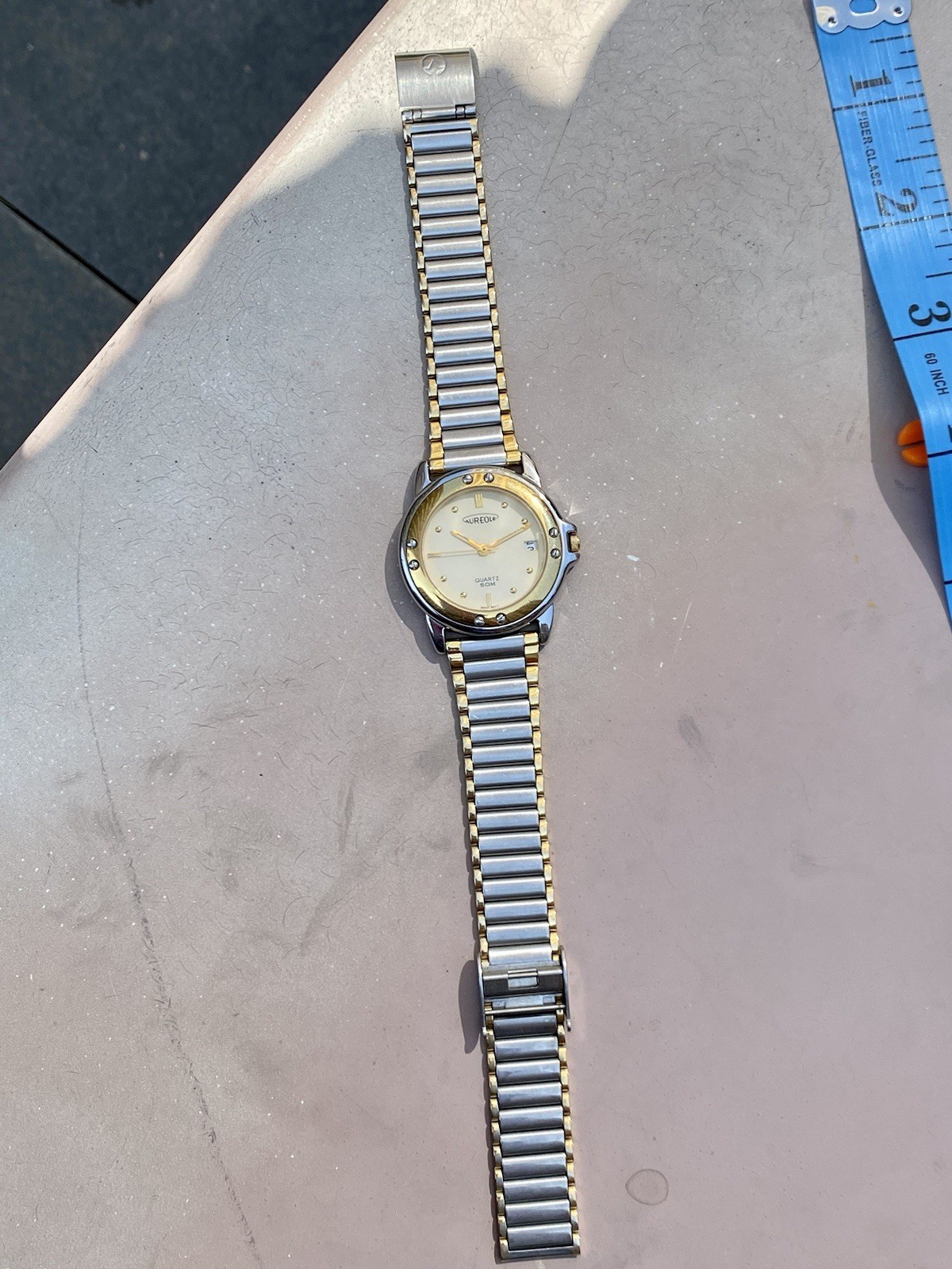 Vintage Aureole Swiss Ronda Quartz Watch 34mm Excellent Condition