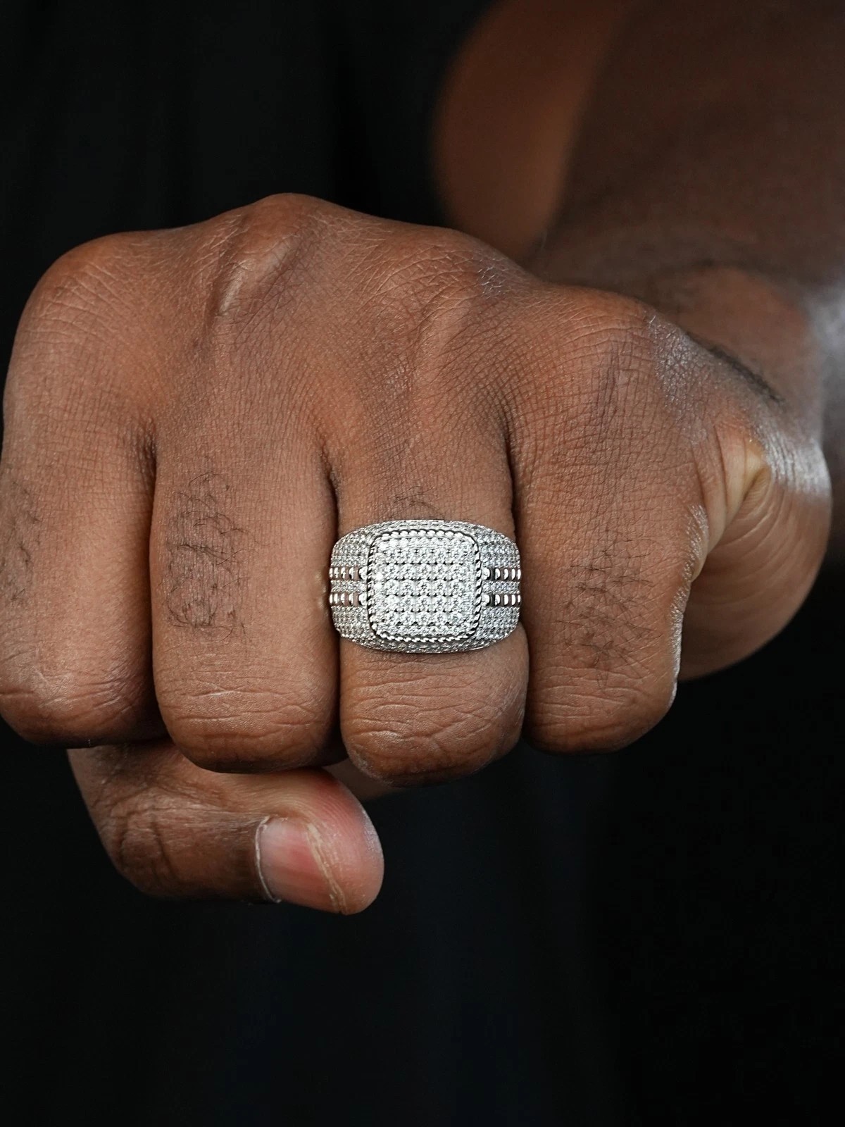 2 CTW Real Mens Hip Hop Iced Out Ring MOISSANITE 925 Silver Ring – Passes Tester