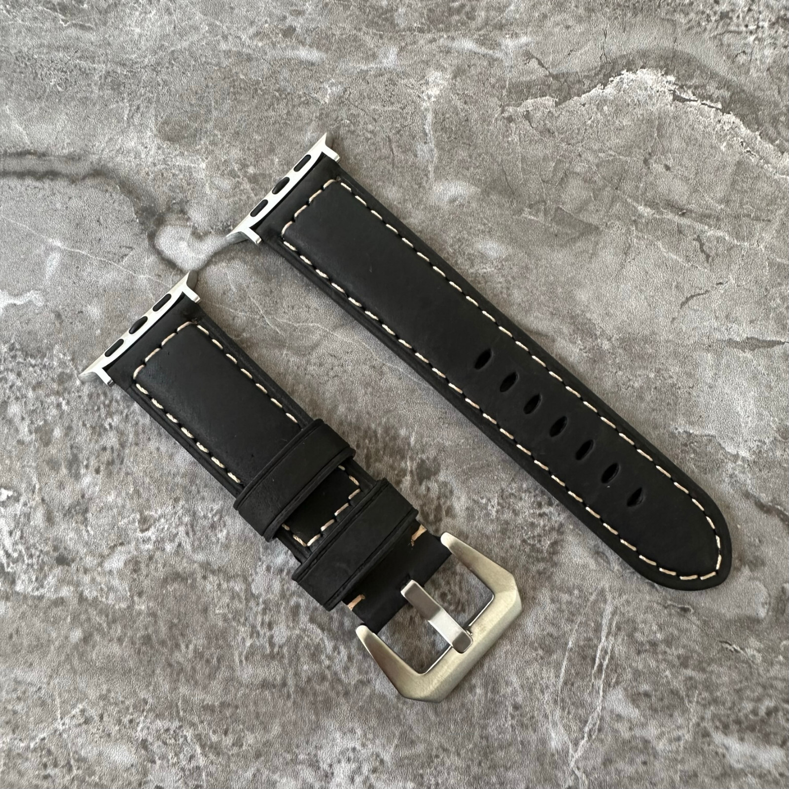 Black Suede Padded Leather Watch Strap Band For NEW Apple Watch Ultra 1 2 49mm
